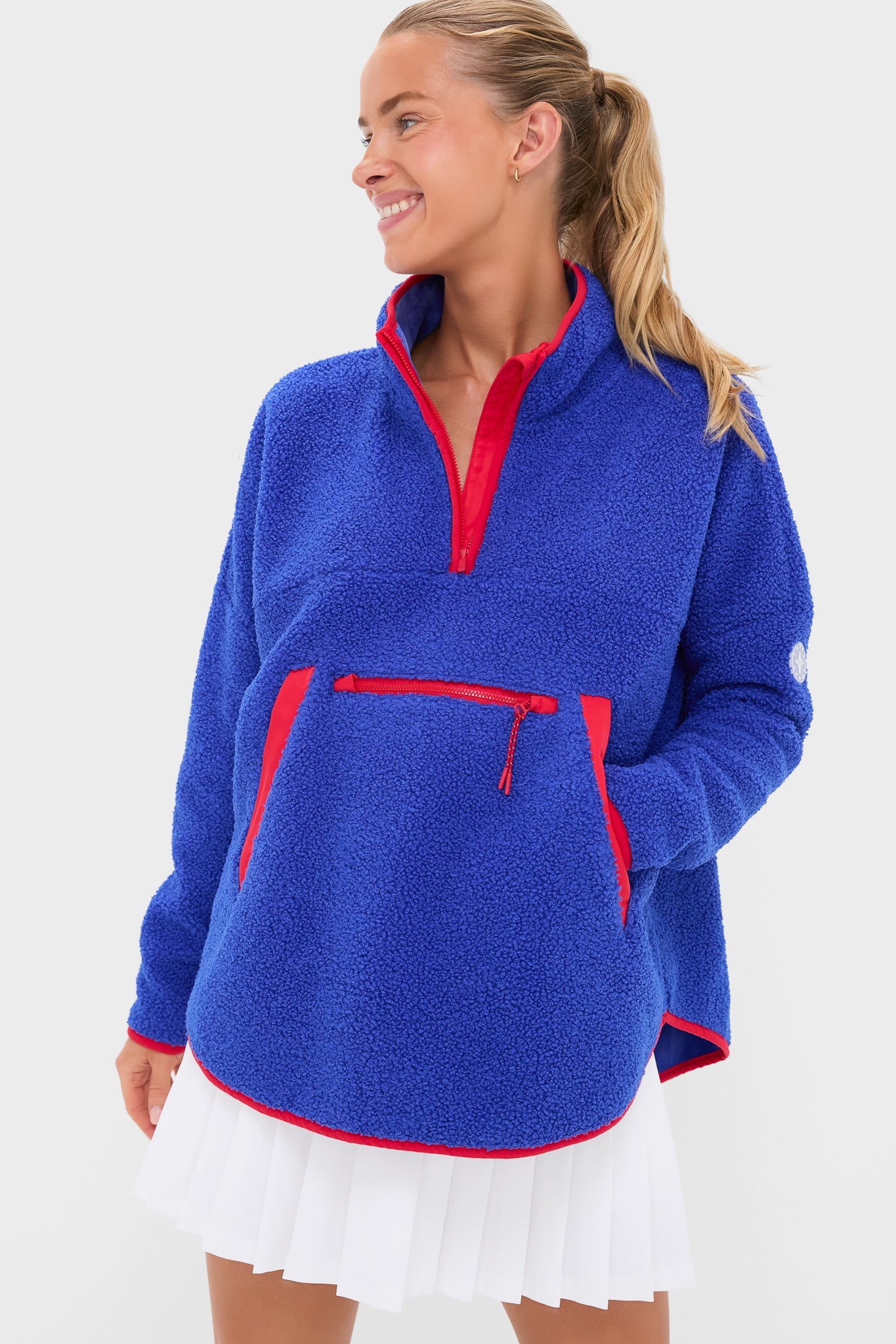 Blue and Red Fleece Cady Quarter Zip-Get Girly