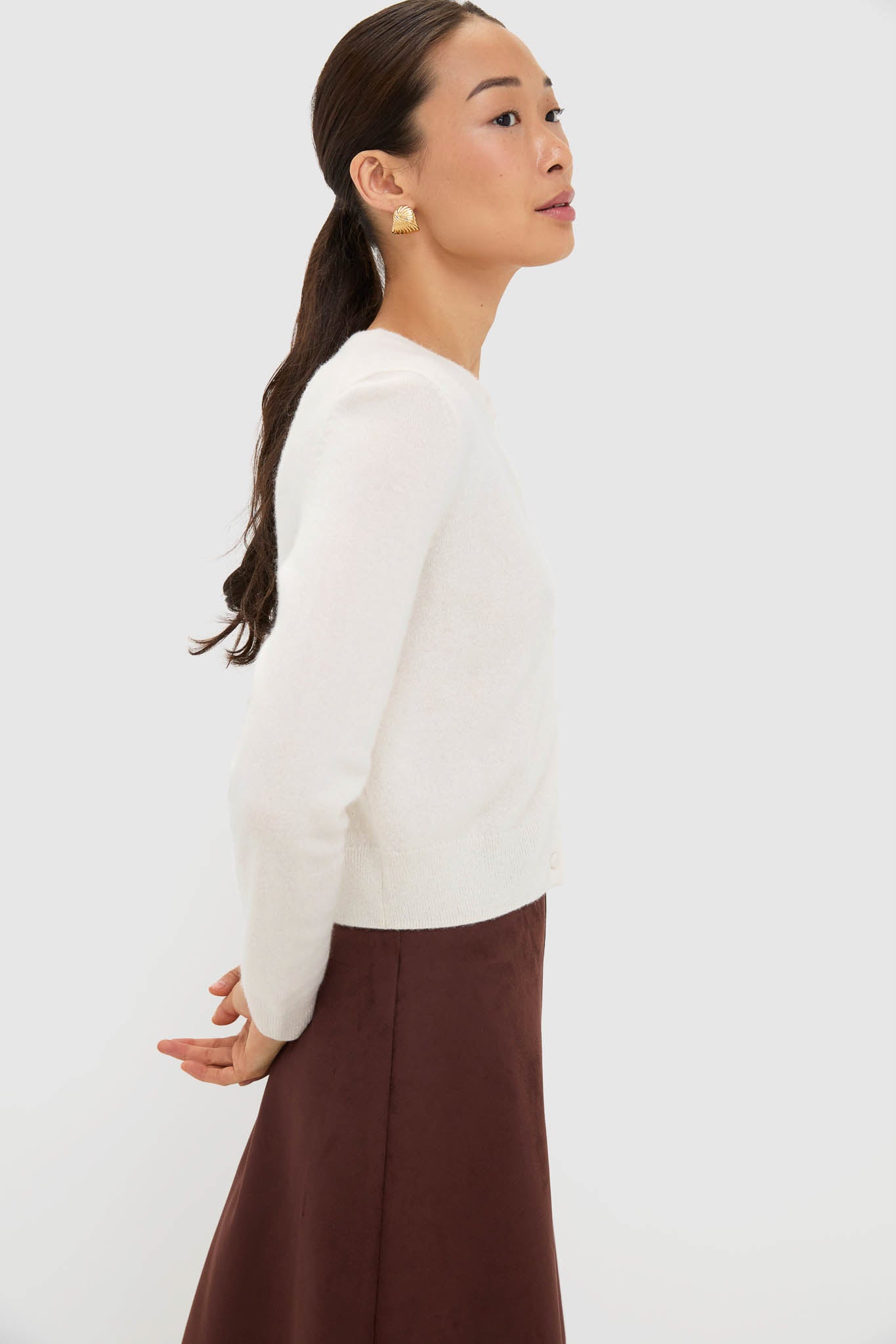Ivory Cashmere Riley Cardigan-Get Girly