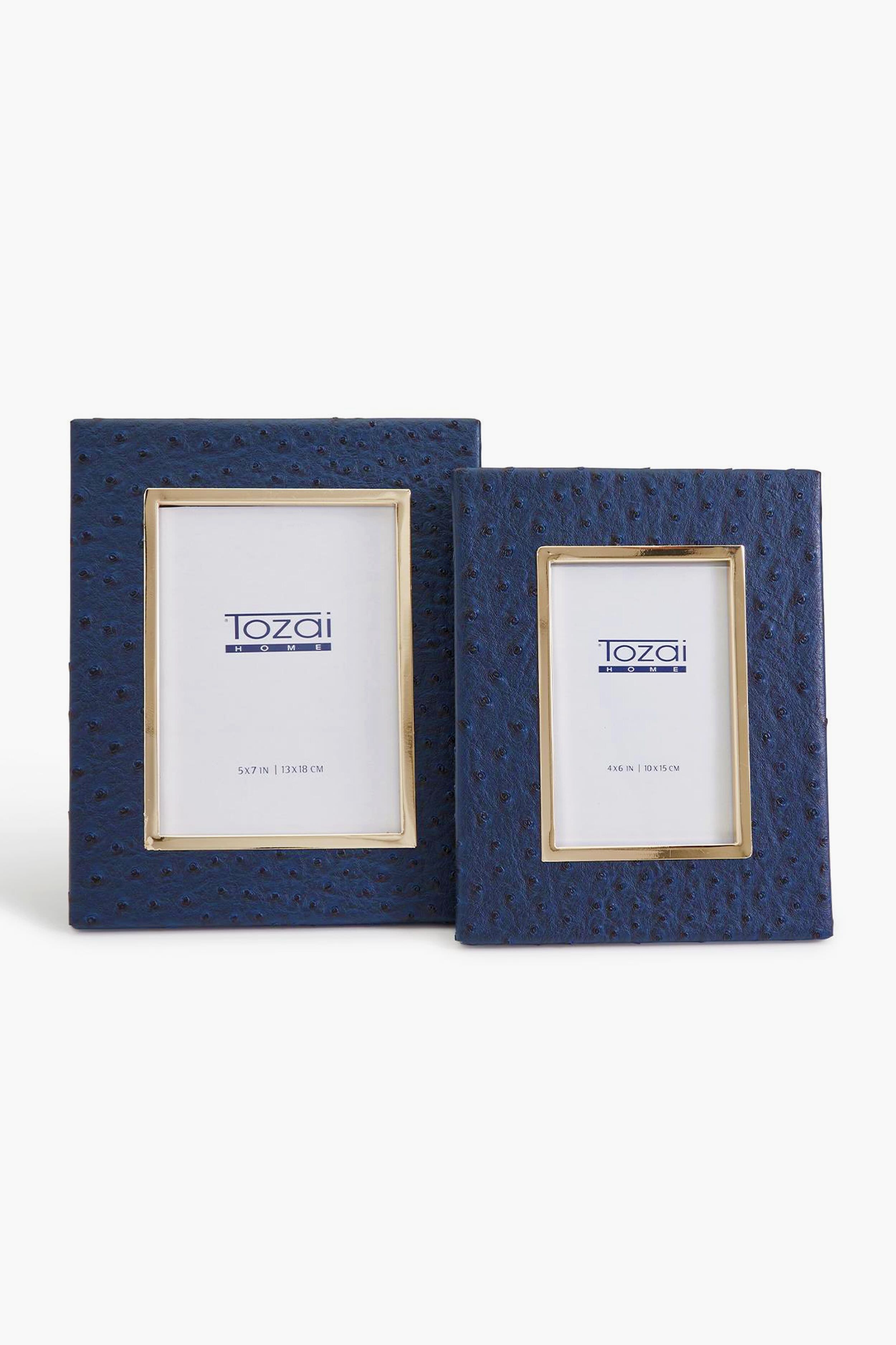 4x6 Navy Ostrich Photo Frame with Gold Edge-Get Girly