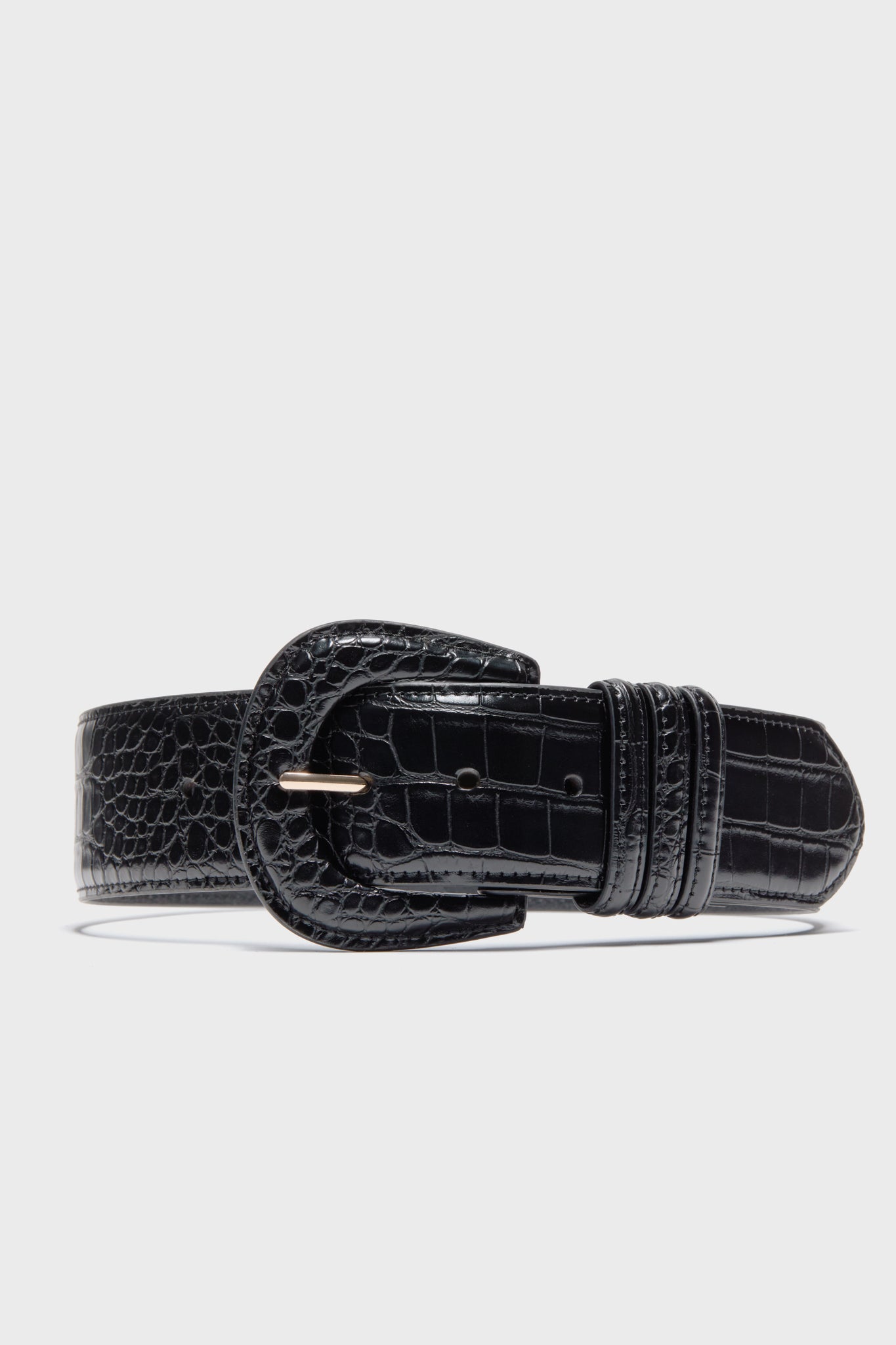 Black Croc-Embossed Waist Belt-Get Girly