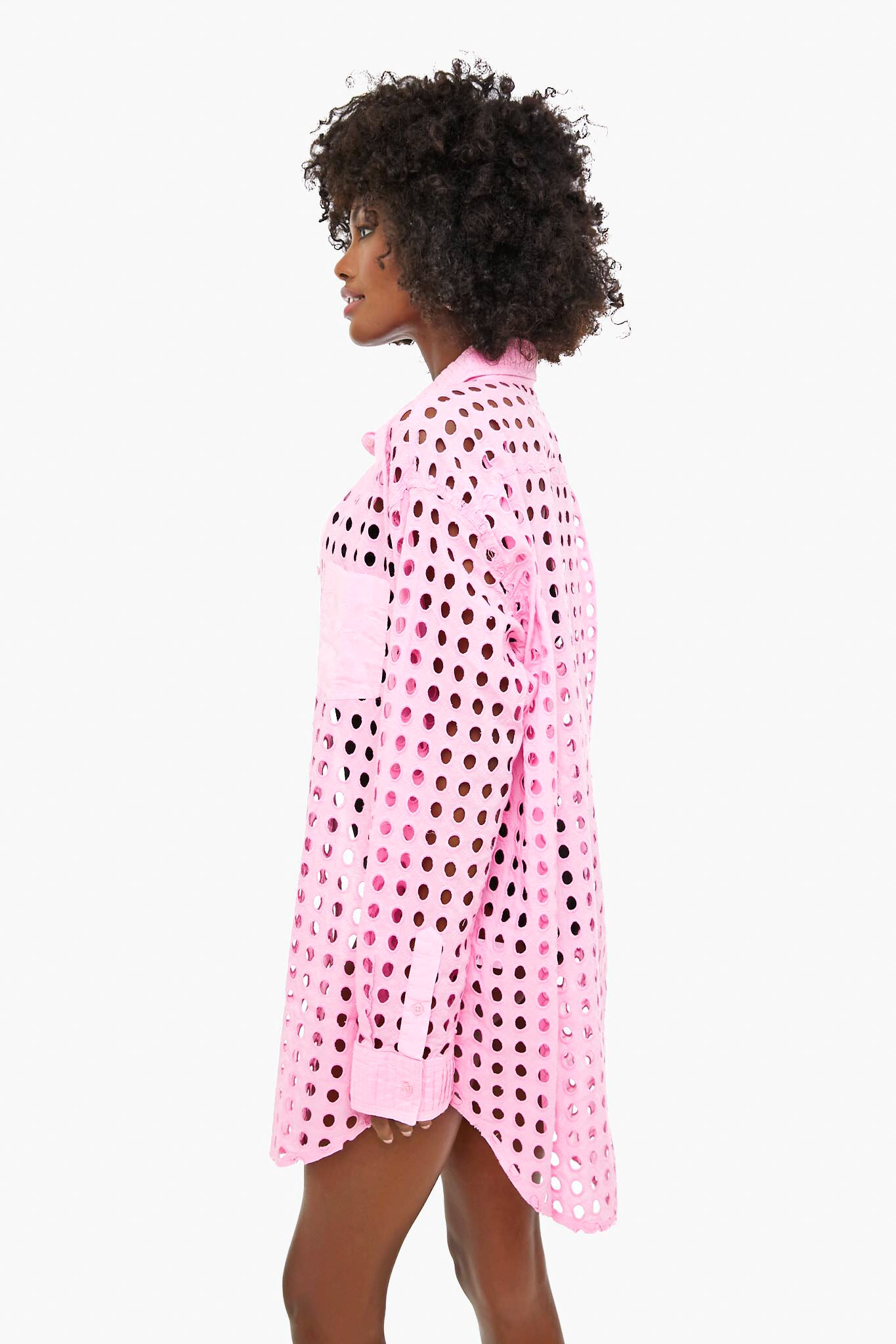 Bubblegum Eyelet Oxford Tunic-Get Girly