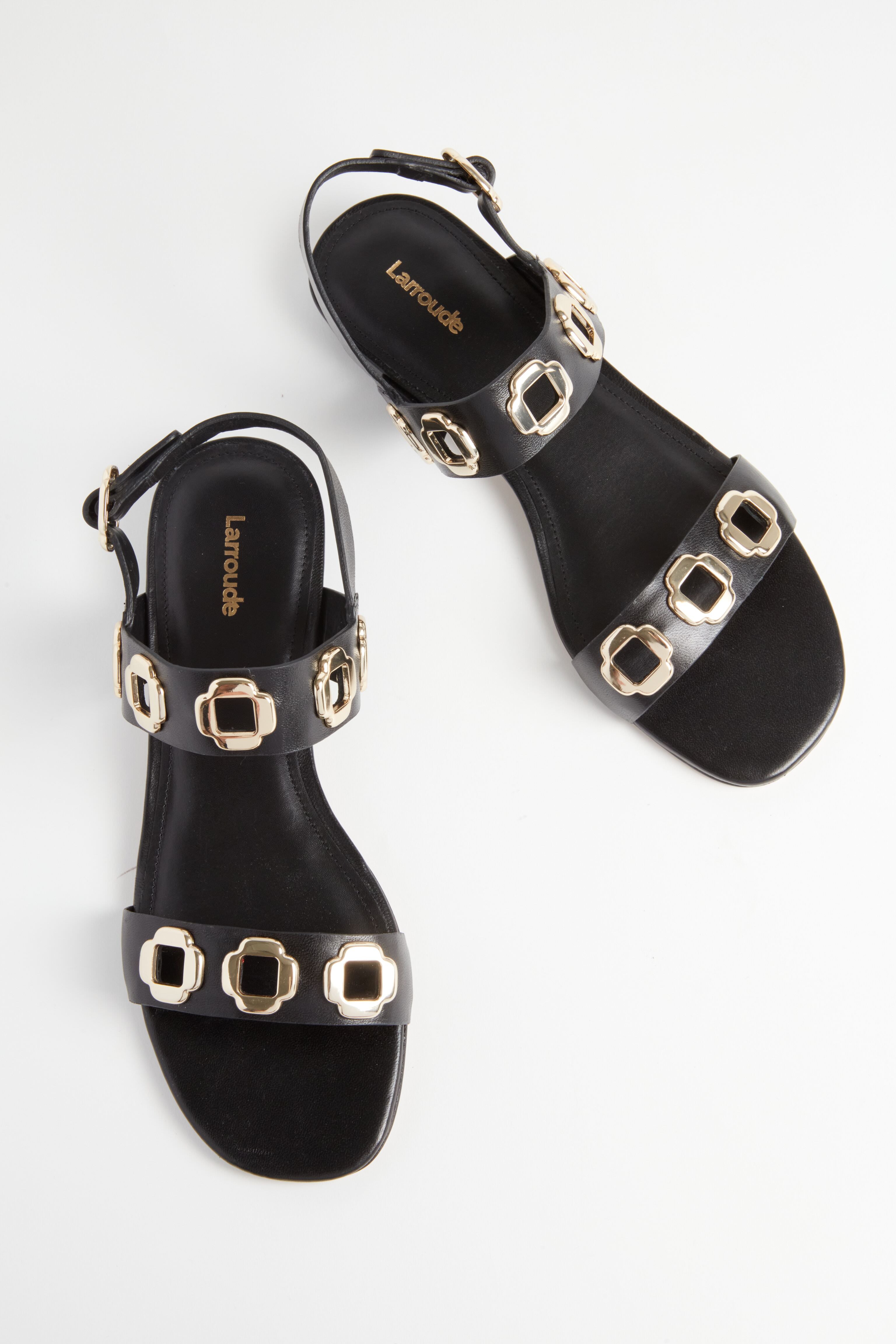 Black Leather Milan Flat Sandals-Get Girly