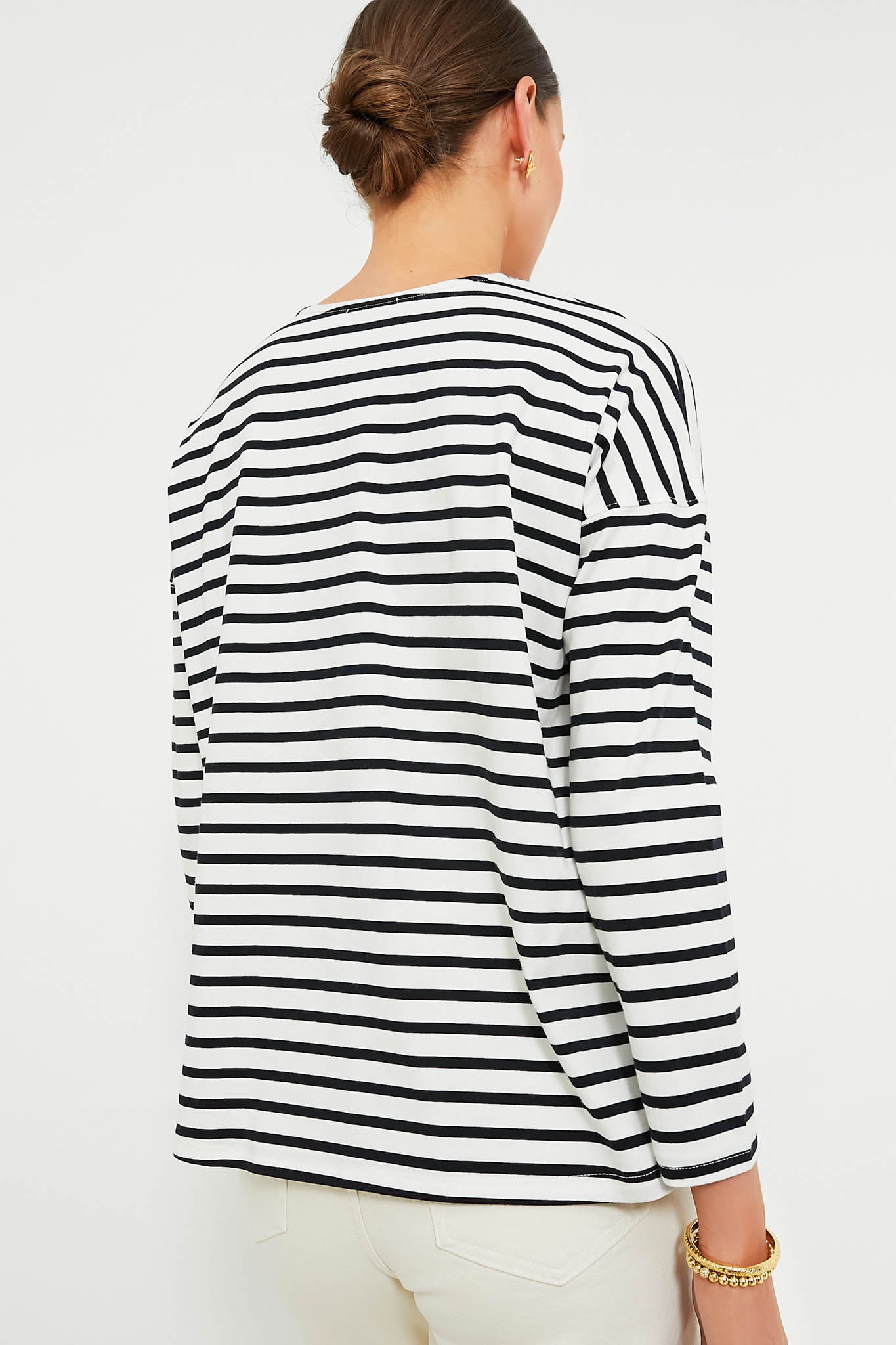 Black and White Stripe Kayne Tee-Get Girly