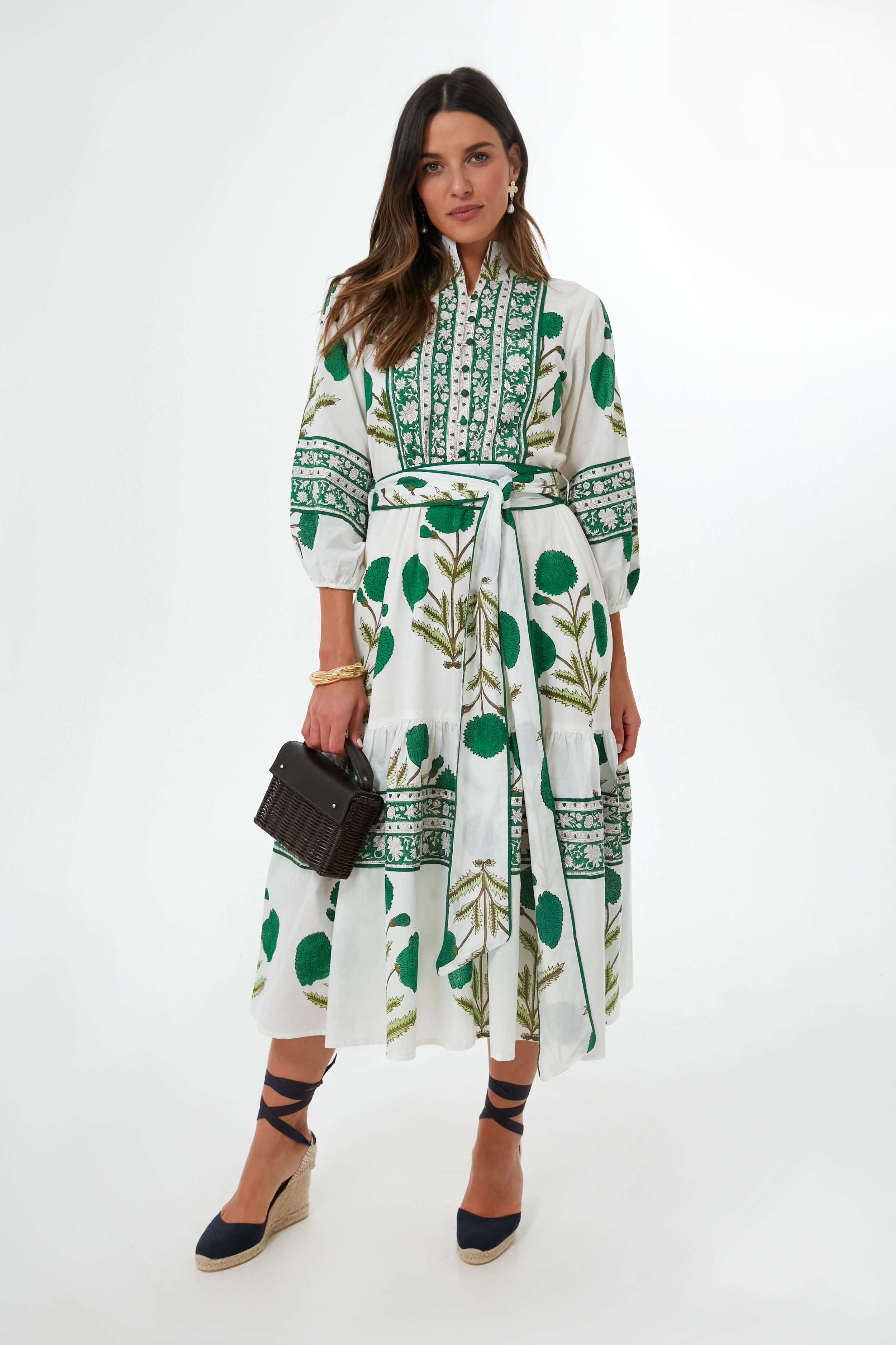 Exclusive Emerald Marigold Flounce Dress-Get Girly