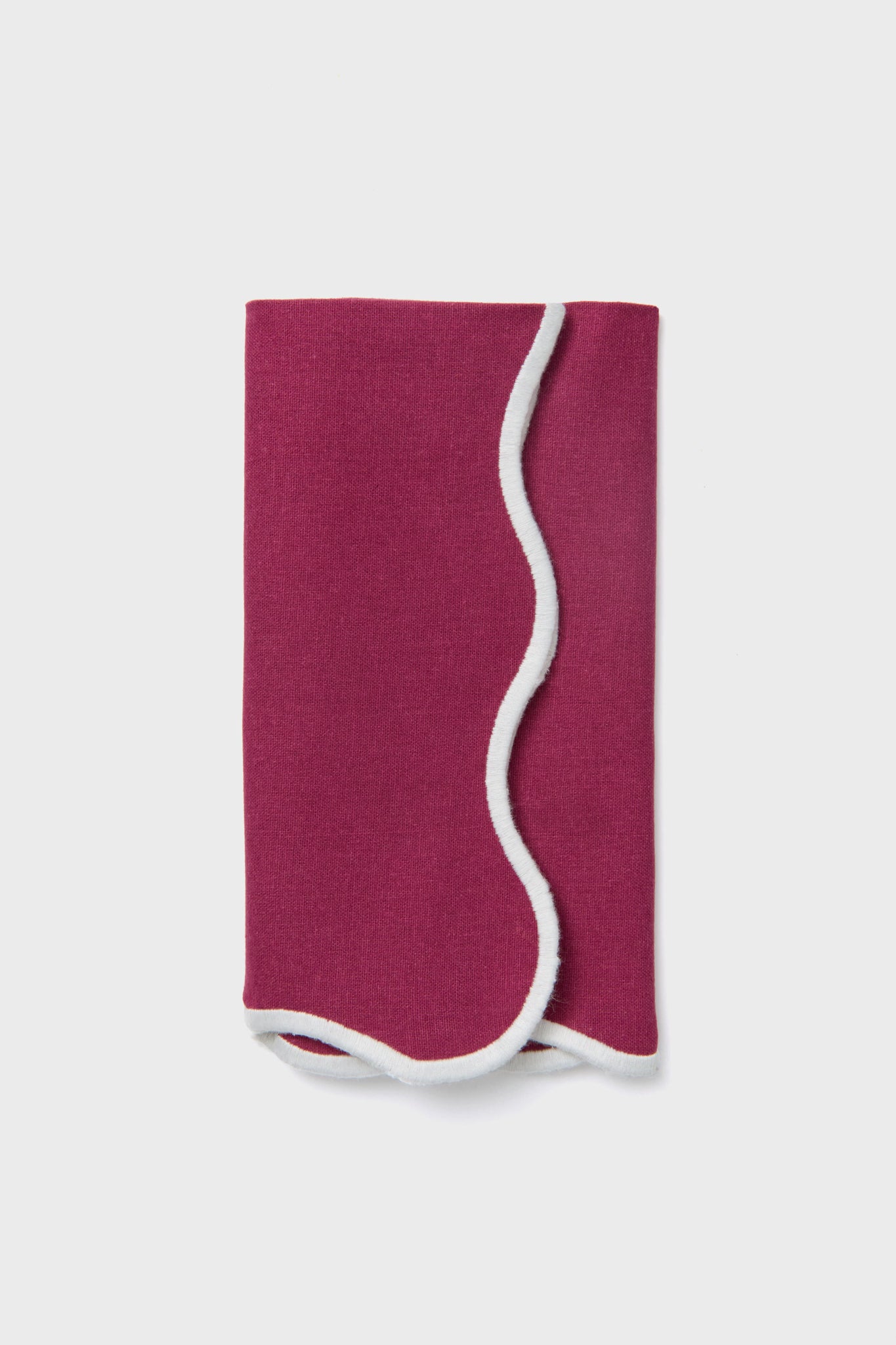 Berry and White Embroidered Scalloped Napkins Set of 4-Get Girly