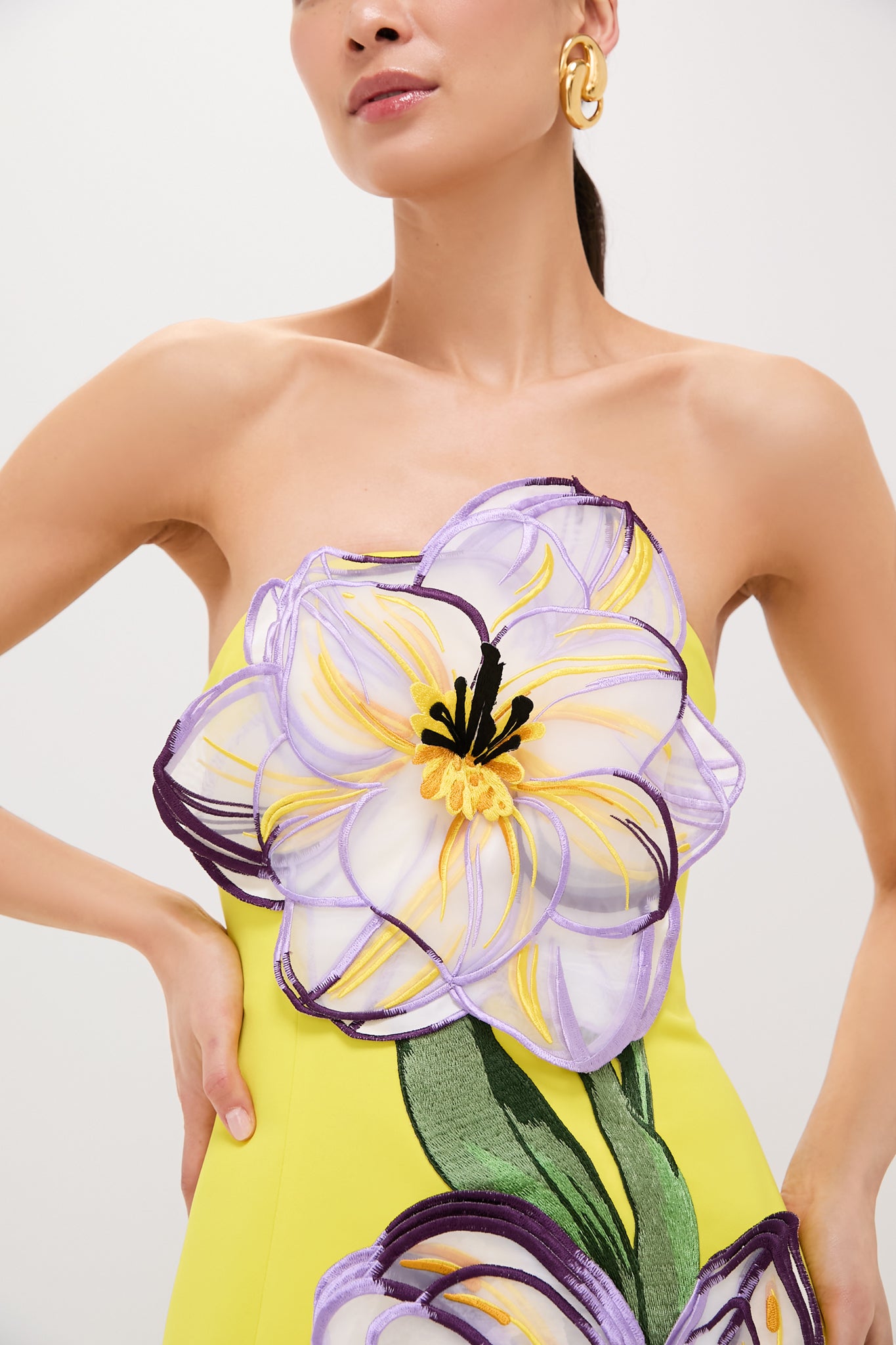 Yellow Iris Print Rayna Maxi Dress-Get Girly