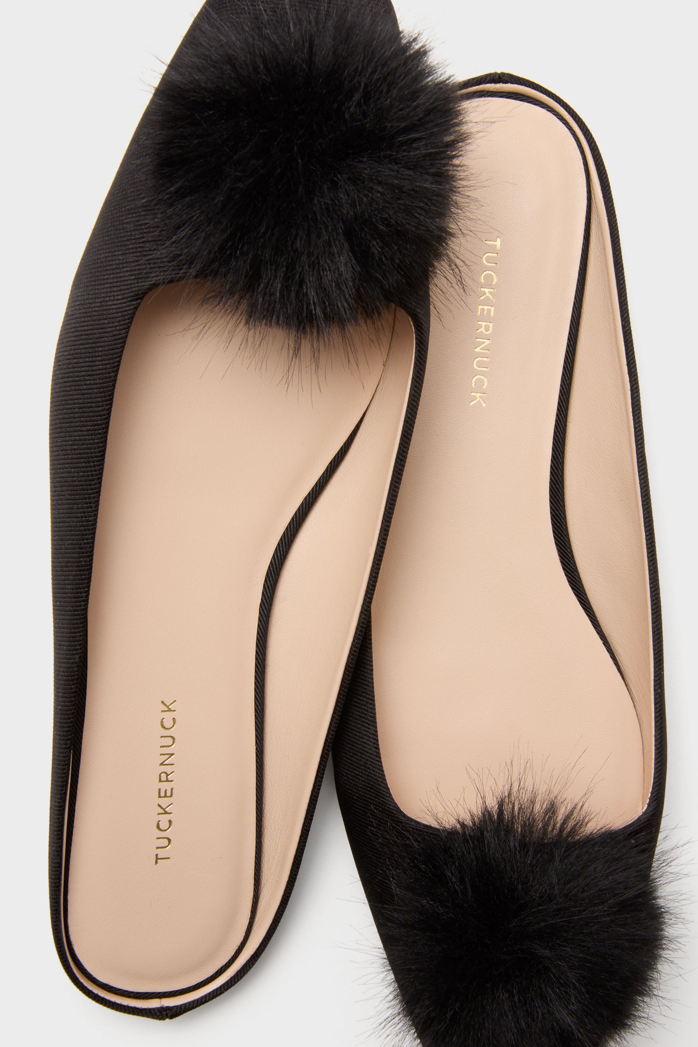 Black Silk Faille Nilli Flats with Pom Pom-Get Girly