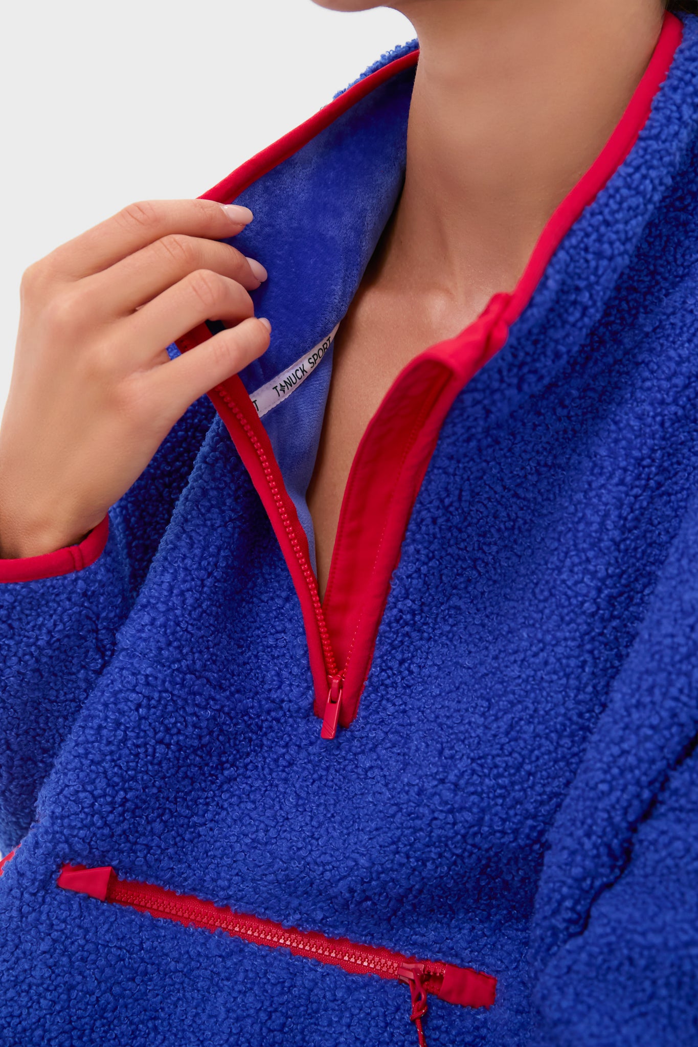 Blue and Red Fleece Cady Quarter Zip-Get Girly