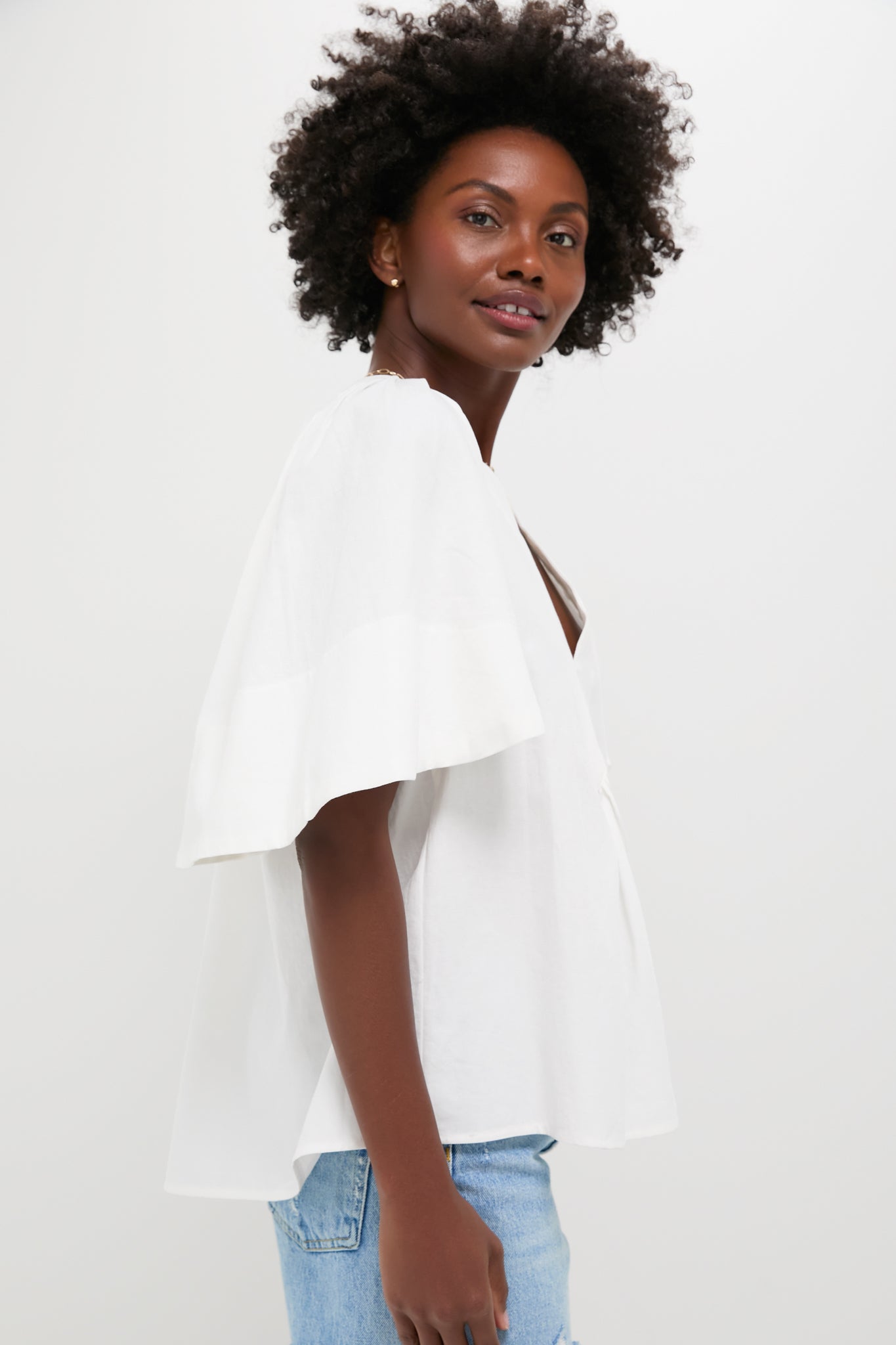 White Finley Flutter Sleeve Top-Get Girly