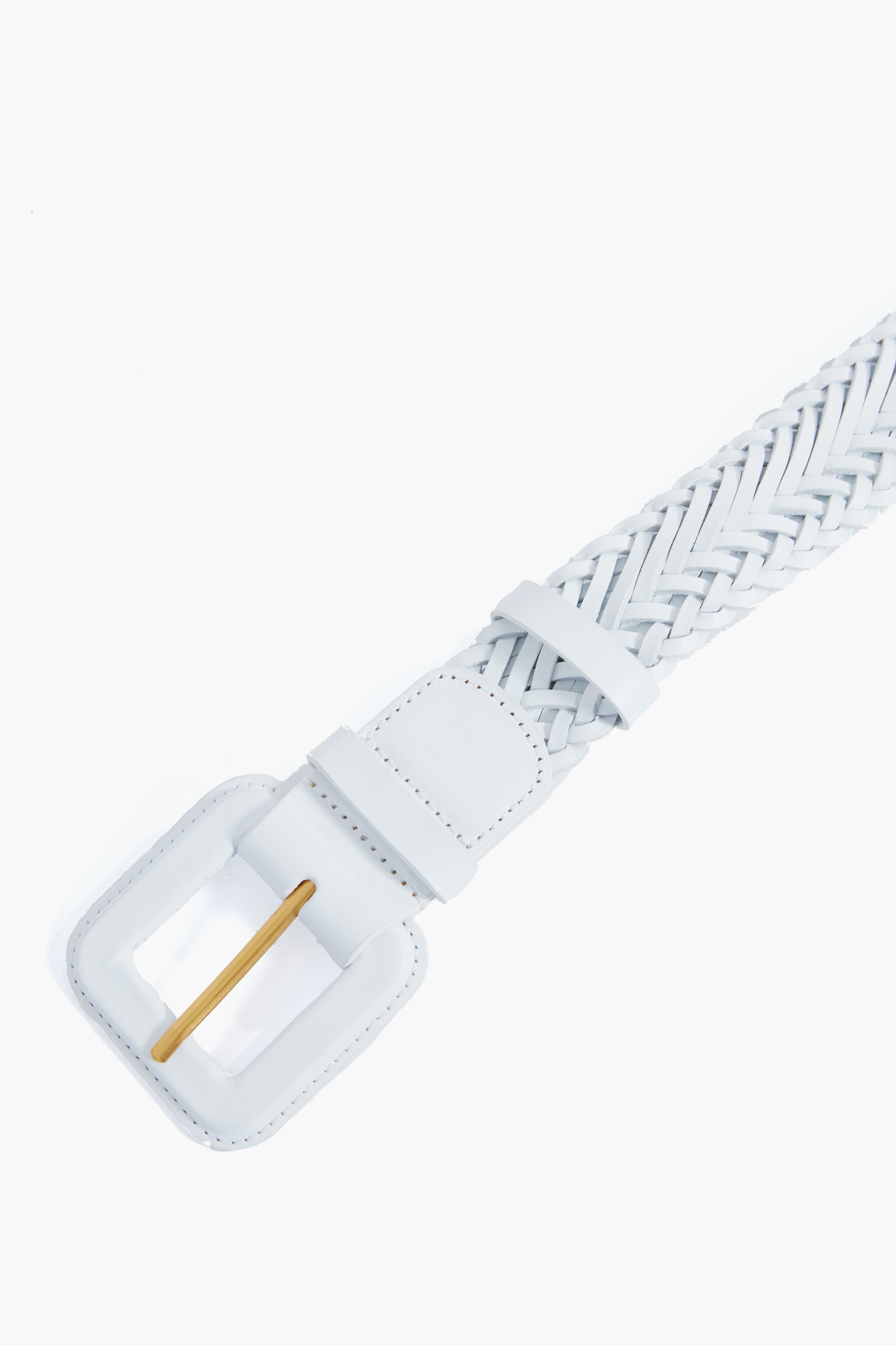 White Vachetta Oliver Thin Woven Leather Belt-Get Girly