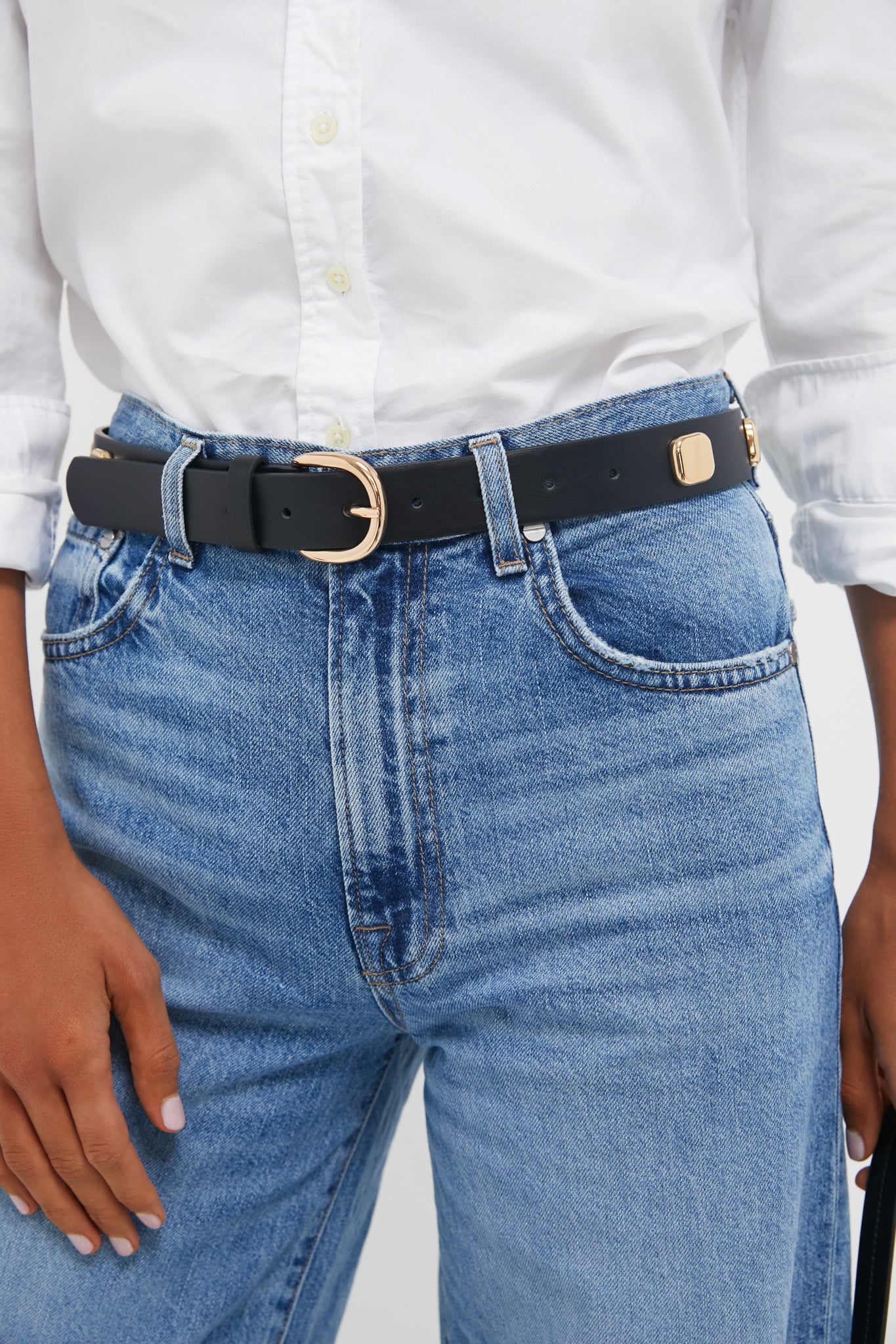 Black and Gold Flat Studded Belt-Get Girly