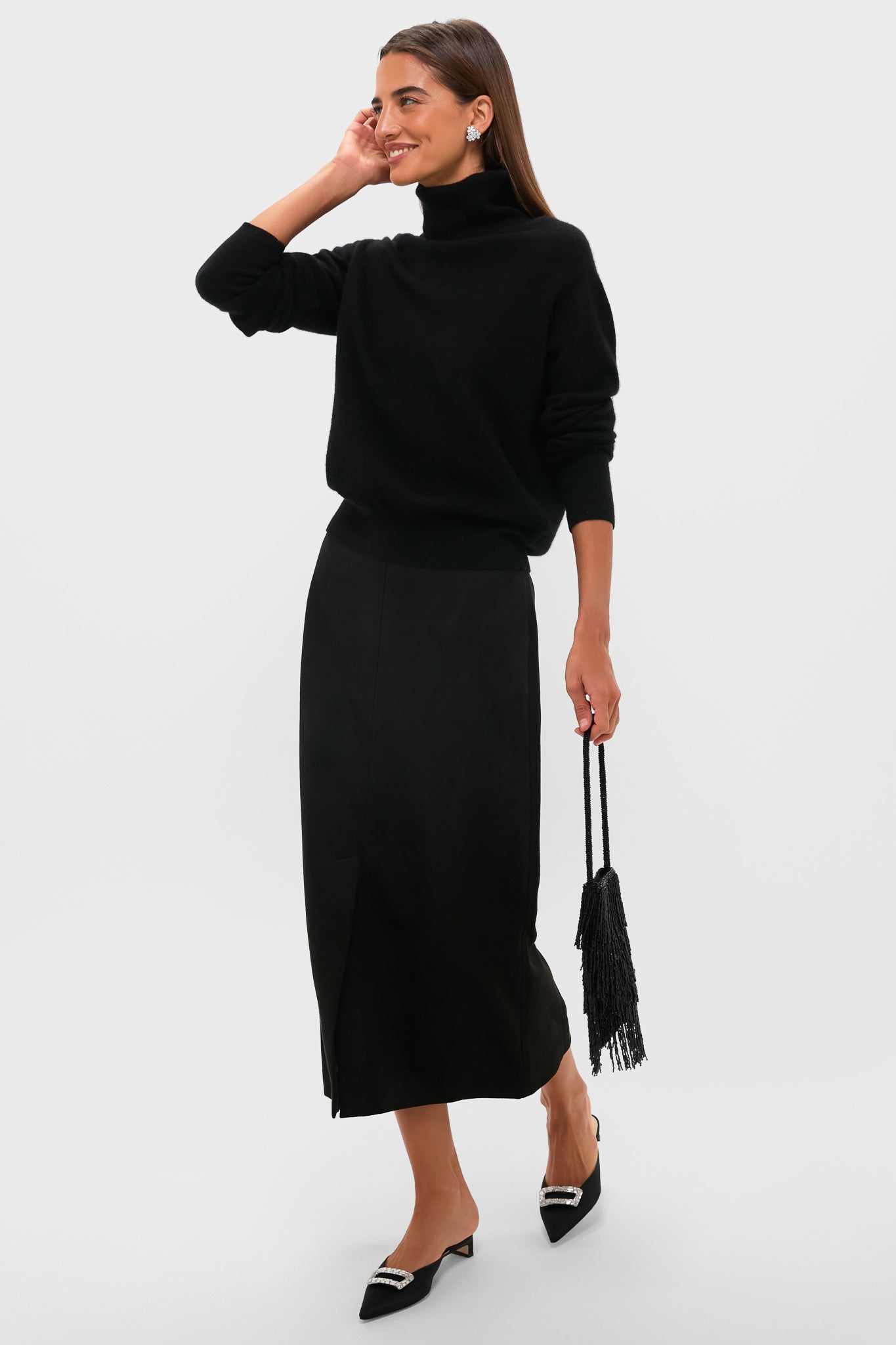 Black Cashmere Turtleneck Sweater-Get Girly