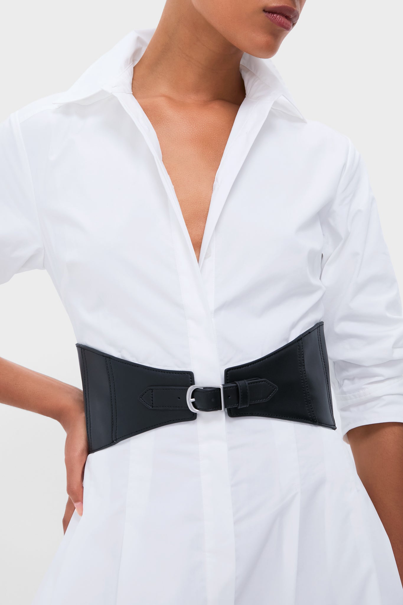 White Olson Belted Midi Dress-Get Girly