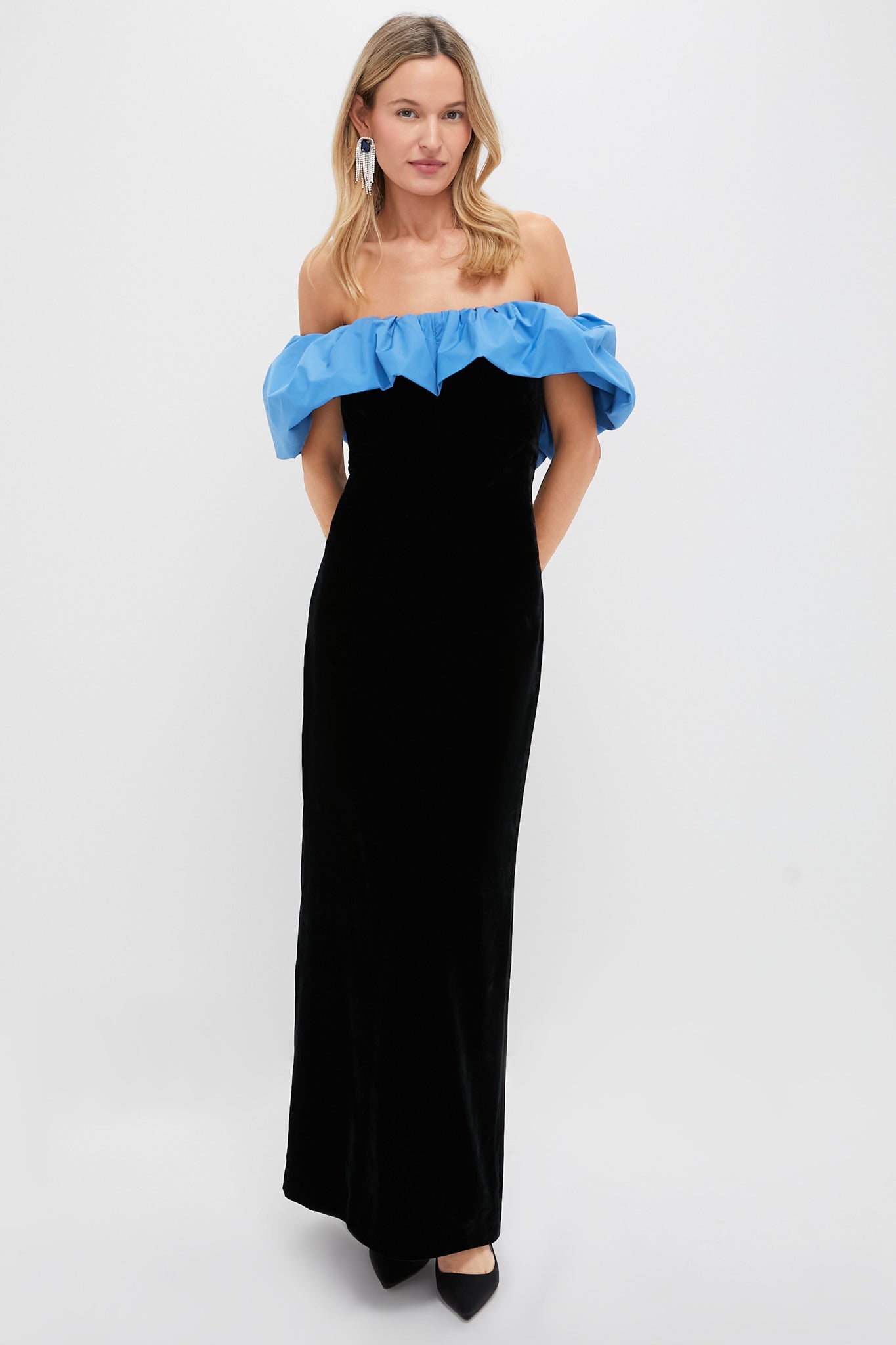 Zanzibar Blue and Black Velvet Artemis Dress-Get Girly