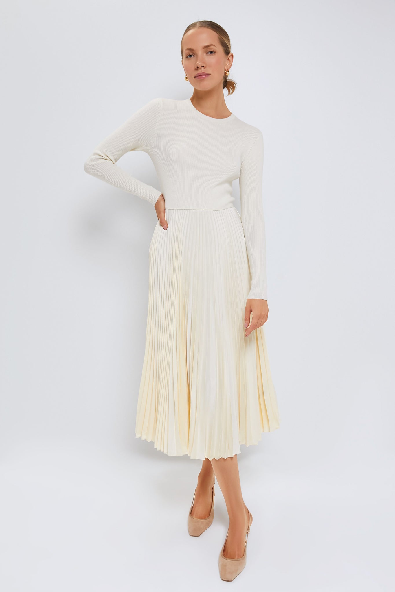 Authentic Cream Long Sleeve Day Dress-Get Girly