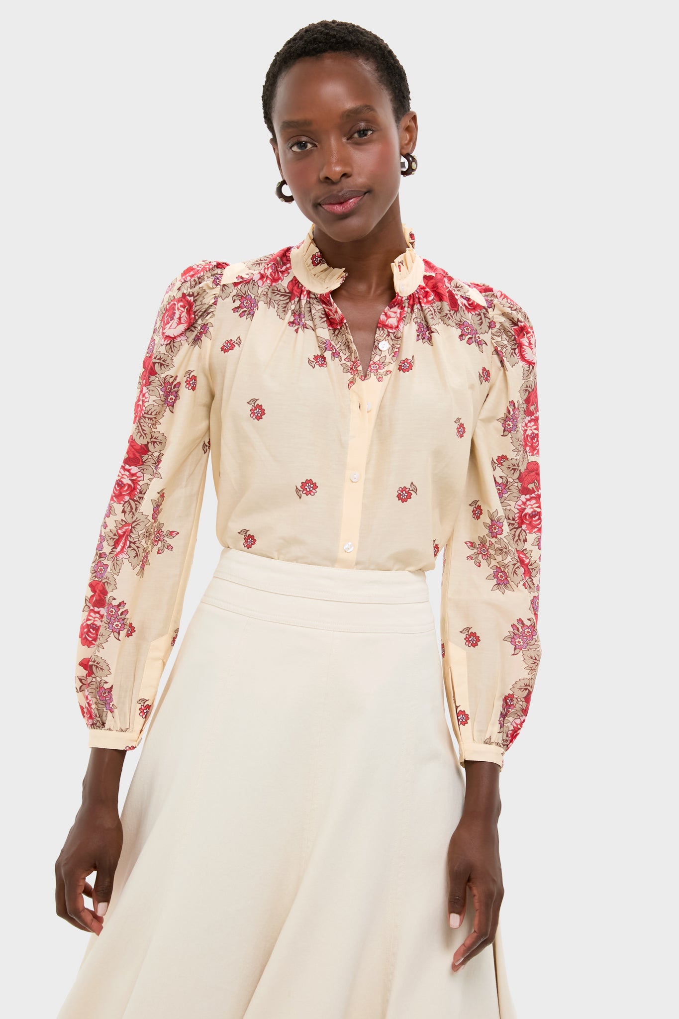 White Rosebush Annabel Shirt-Get Girly
