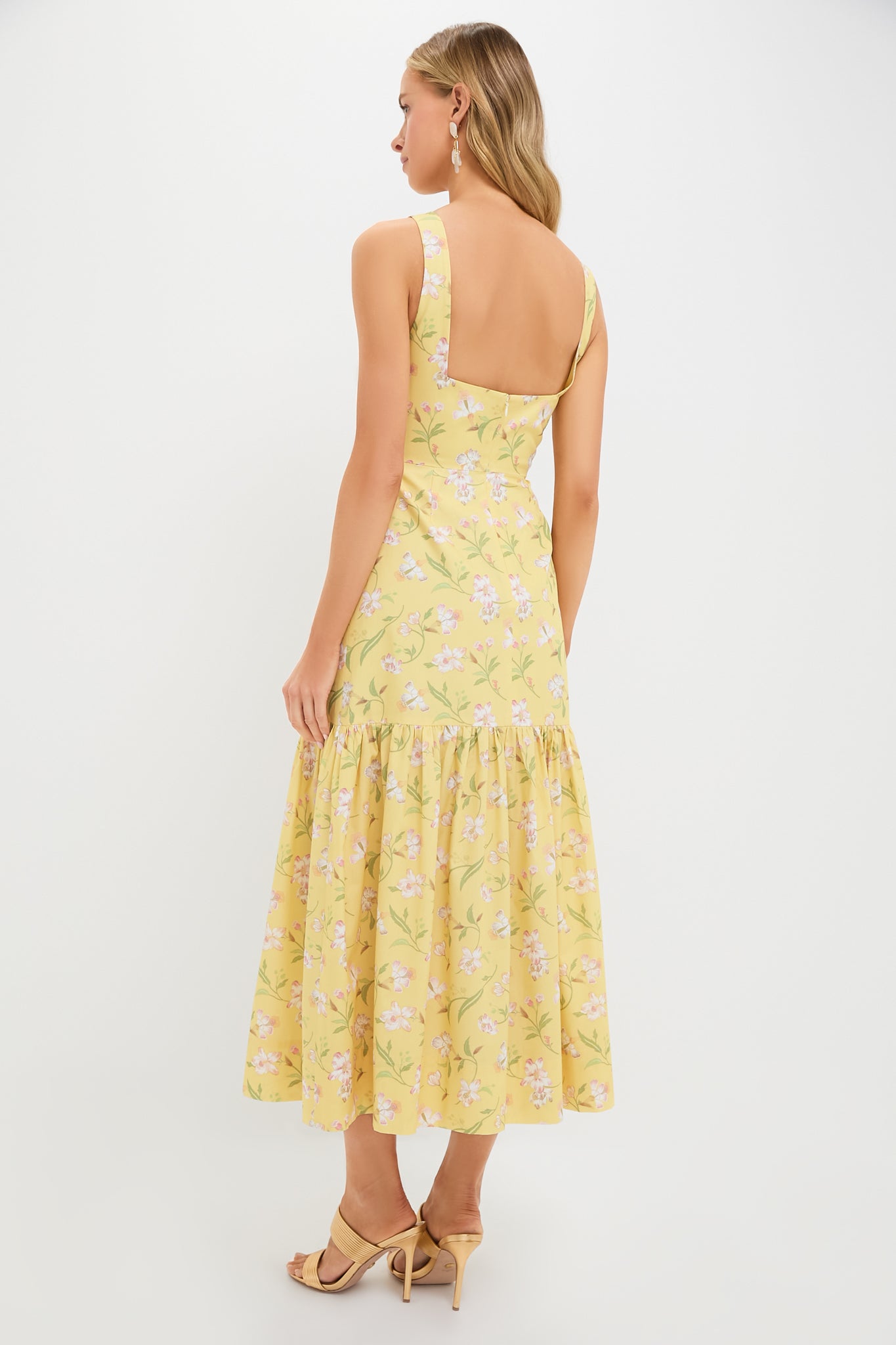 Yellow Hibiscus Low-Back Dress-Get Girly