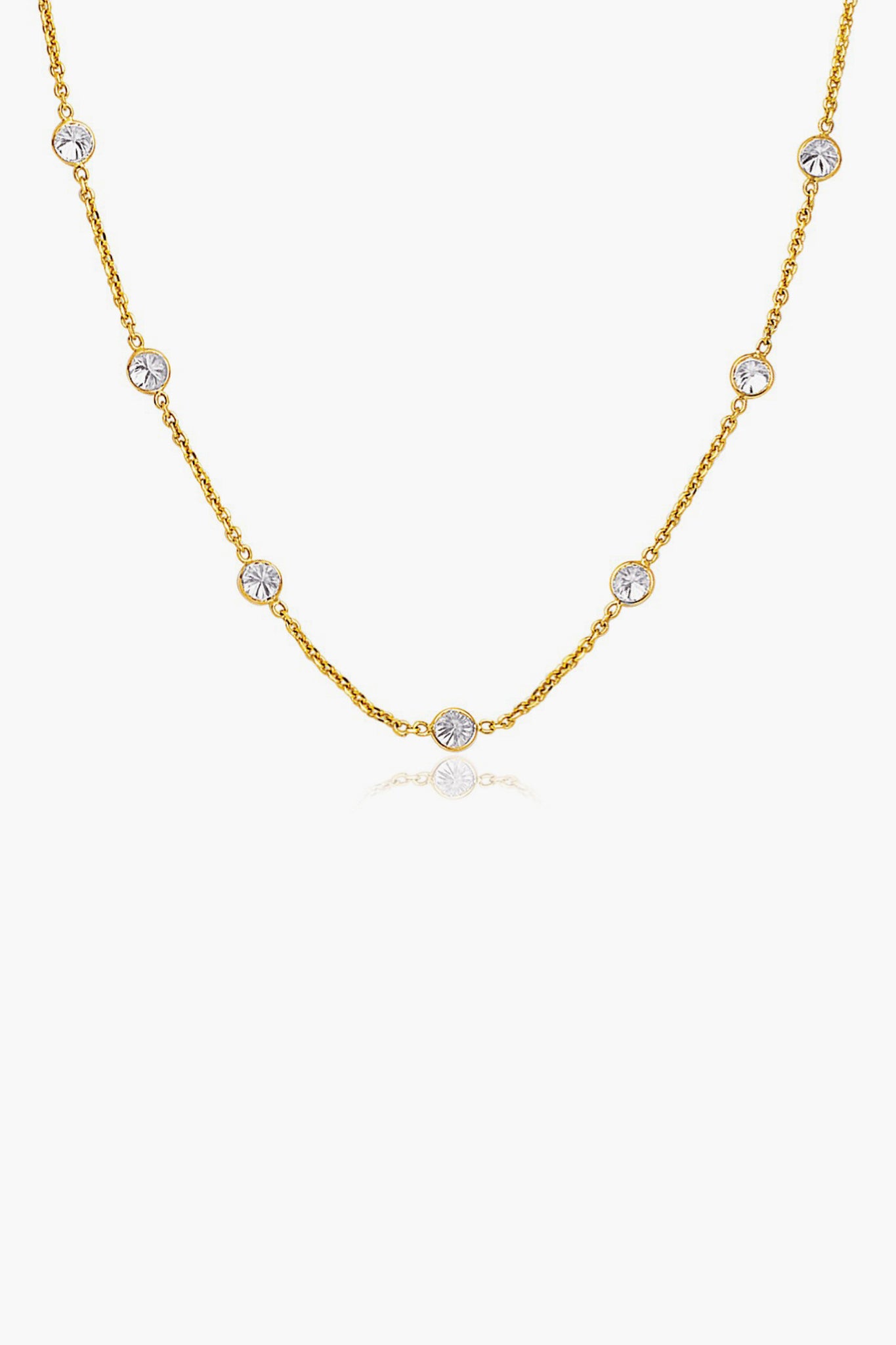 14k Gold CZ Long Links Necklace-Get Girly