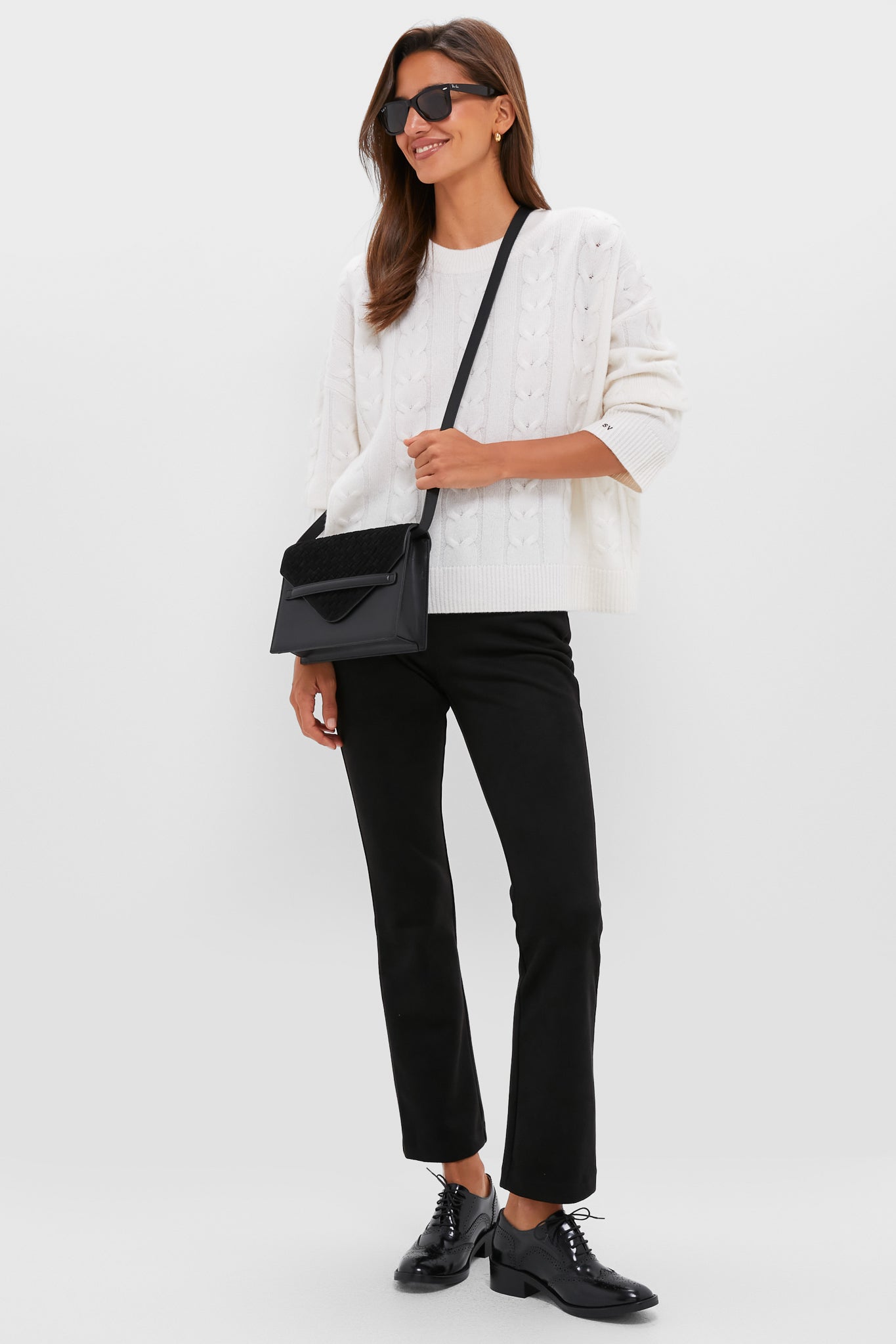 Black Leather Brogue Oxford Shoes-Get Girly