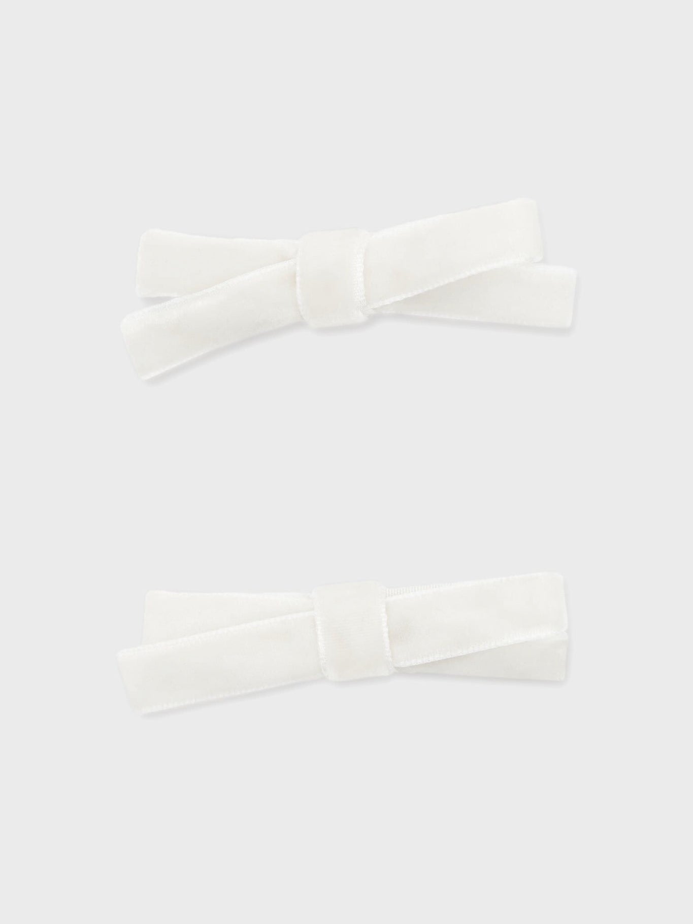 White Small Velvet Bow Clips Set of 2-Get Girly