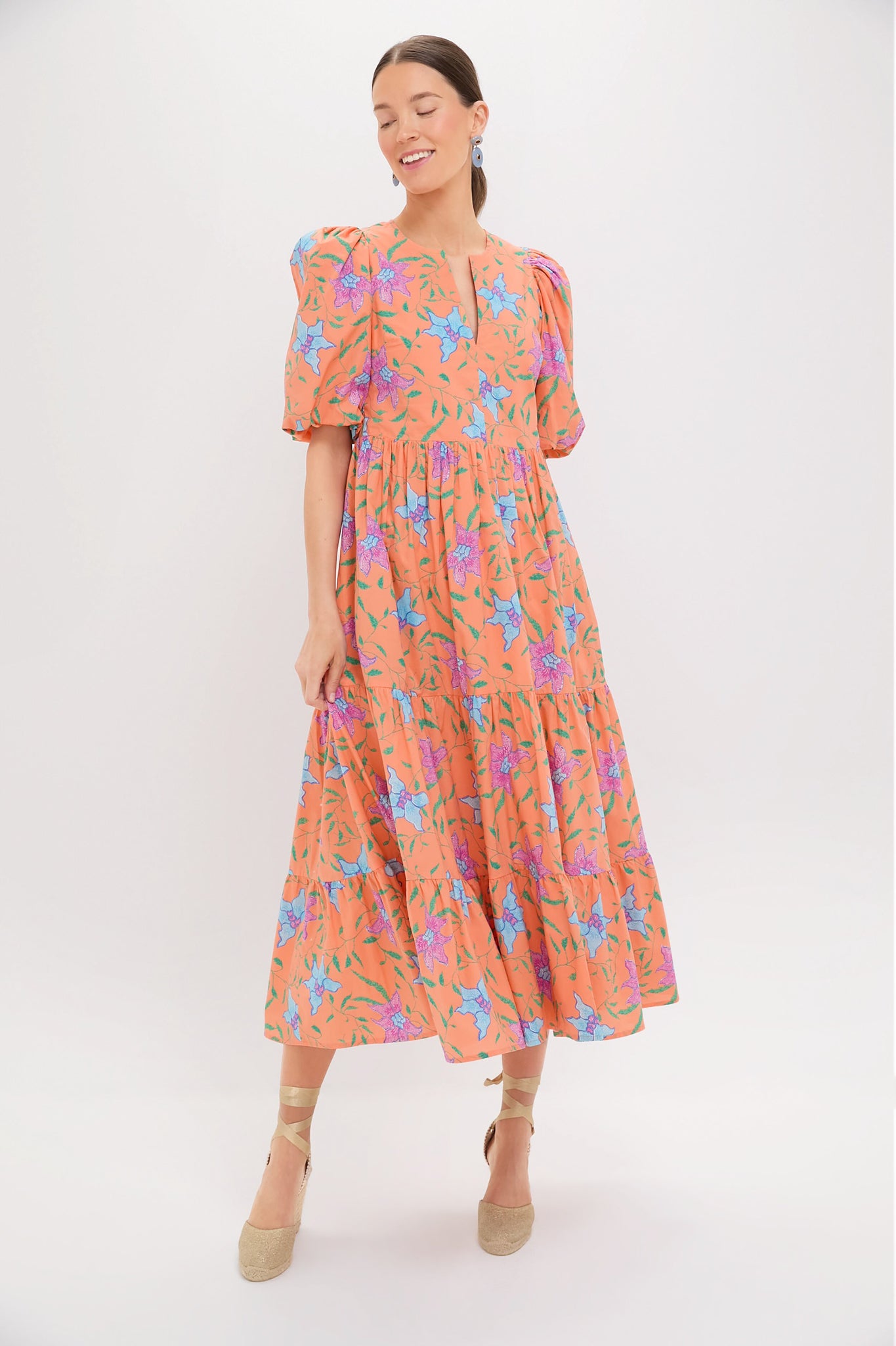 Orange Multi Floral Cisco Maxi Dress-Get Girly