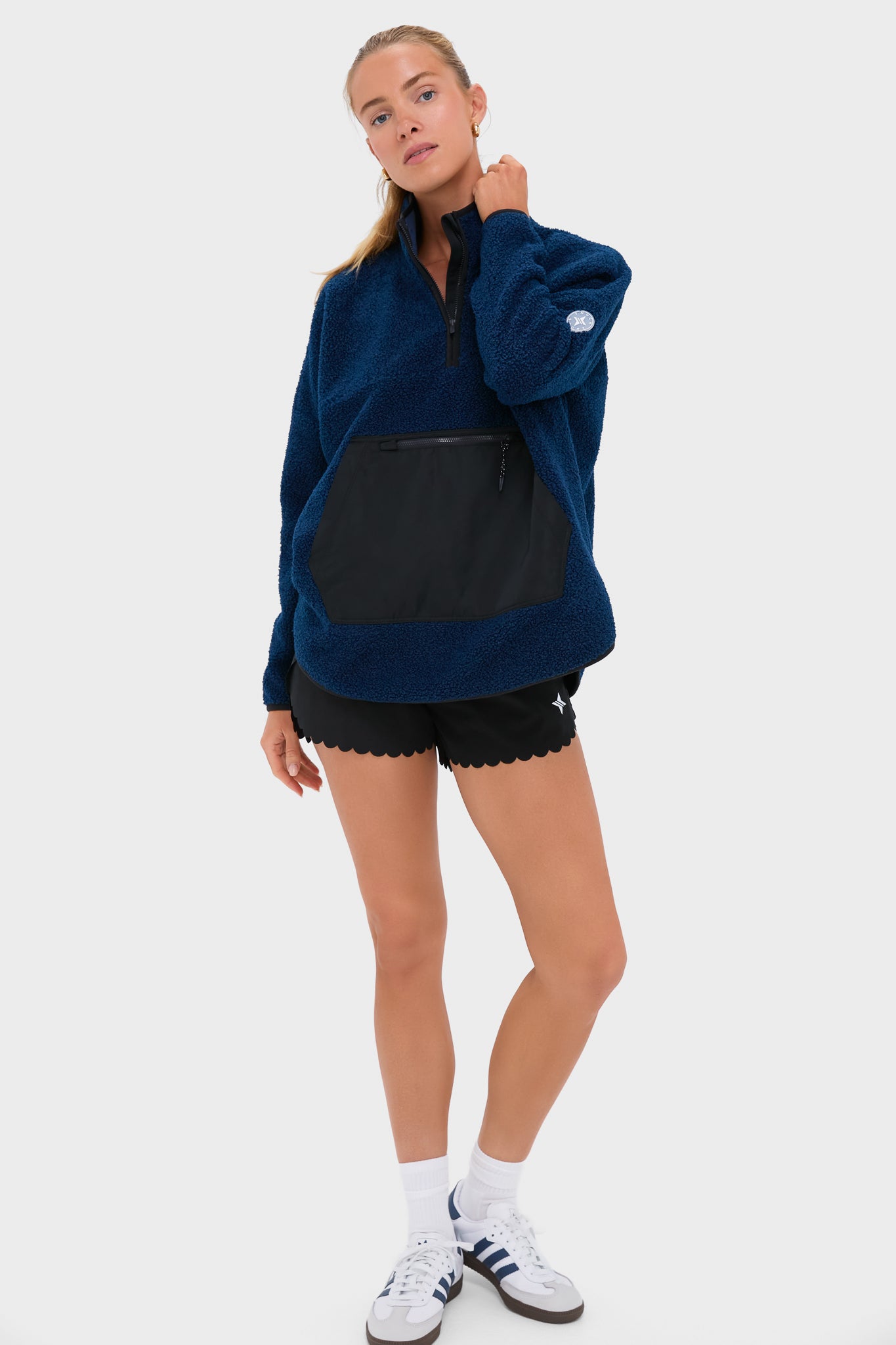 Navy Fleece Cady Quarter Zip-Get Girly