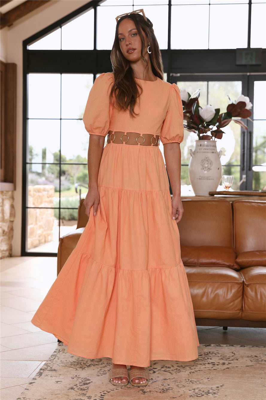 CHARLIE HOLIDAY Andrea Maxi Dress Apricot Orange-Trogz