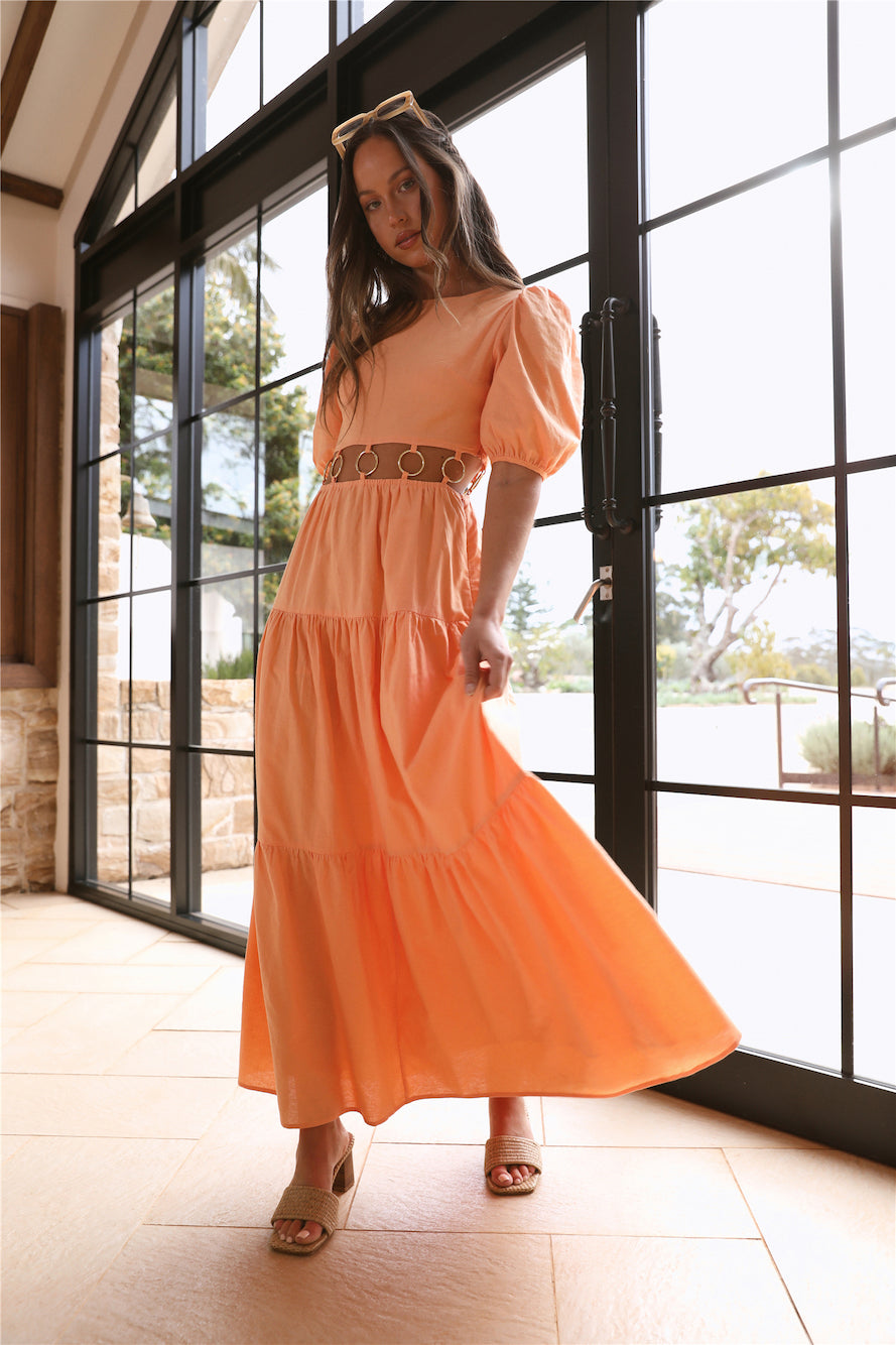 CHARLIE HOLIDAY Andrea Maxi Dress Apricot Orange-Trogz