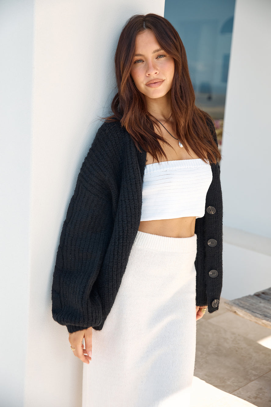 Camp Fire Stories Knit Cardigan Black-Trogz