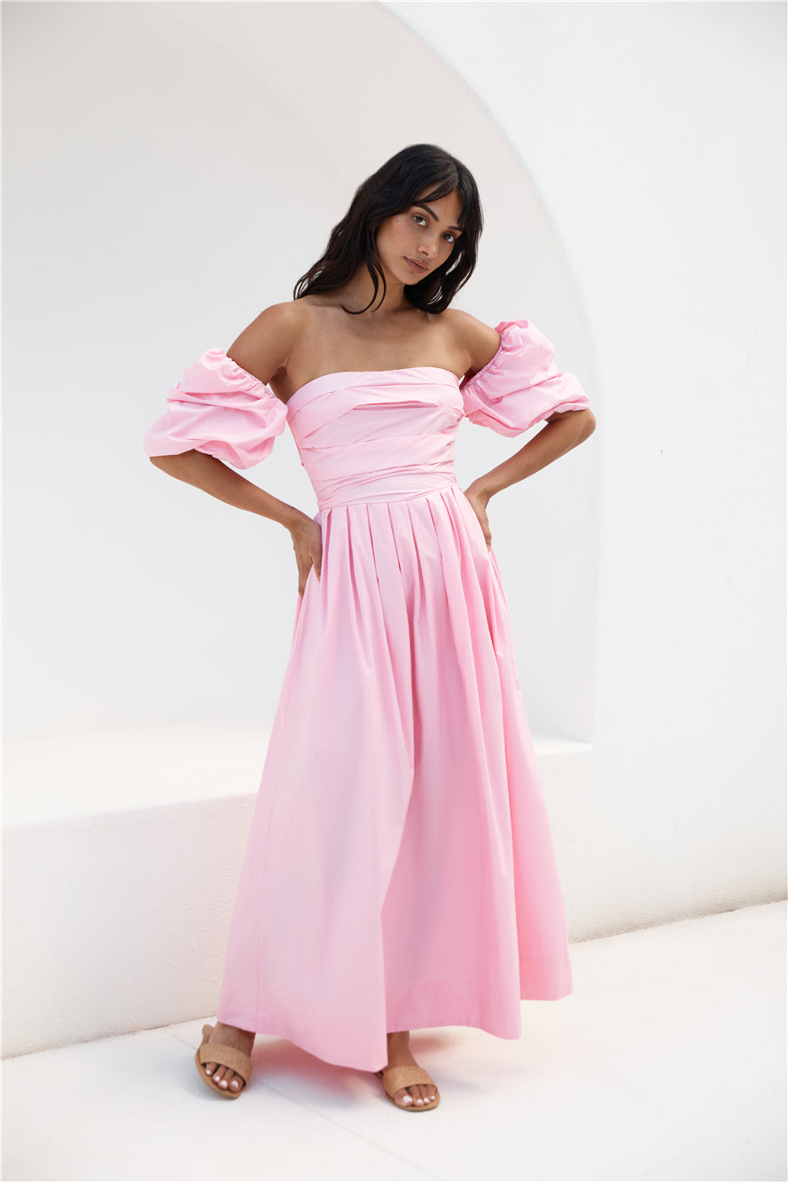 Bella Off-Shoulder Maxi Dress Pink-Trogz