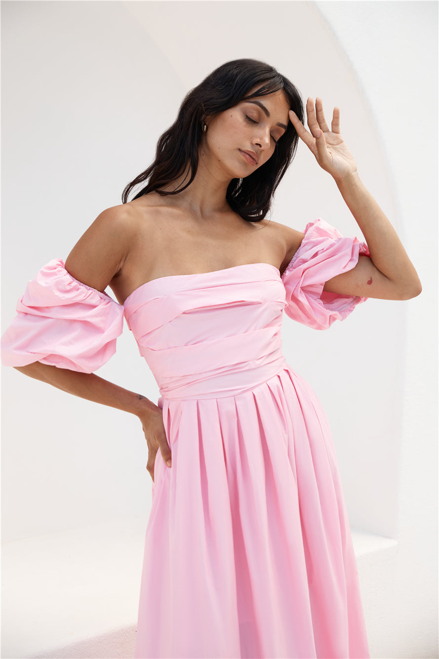 Bella Off-Shoulder Maxi Dress Pink-Trogz