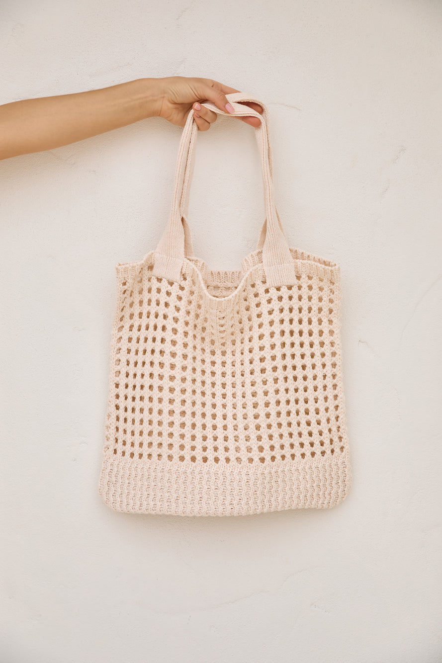 Beachside Vacay Knitted Tote Bag Cream-Trogz
