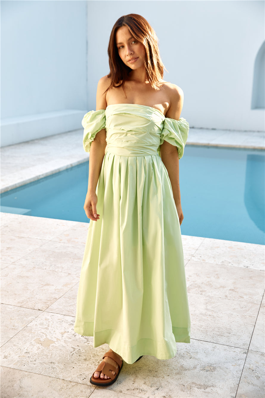 Bella Off-Shoulder Maxi Dress Green-Trogz