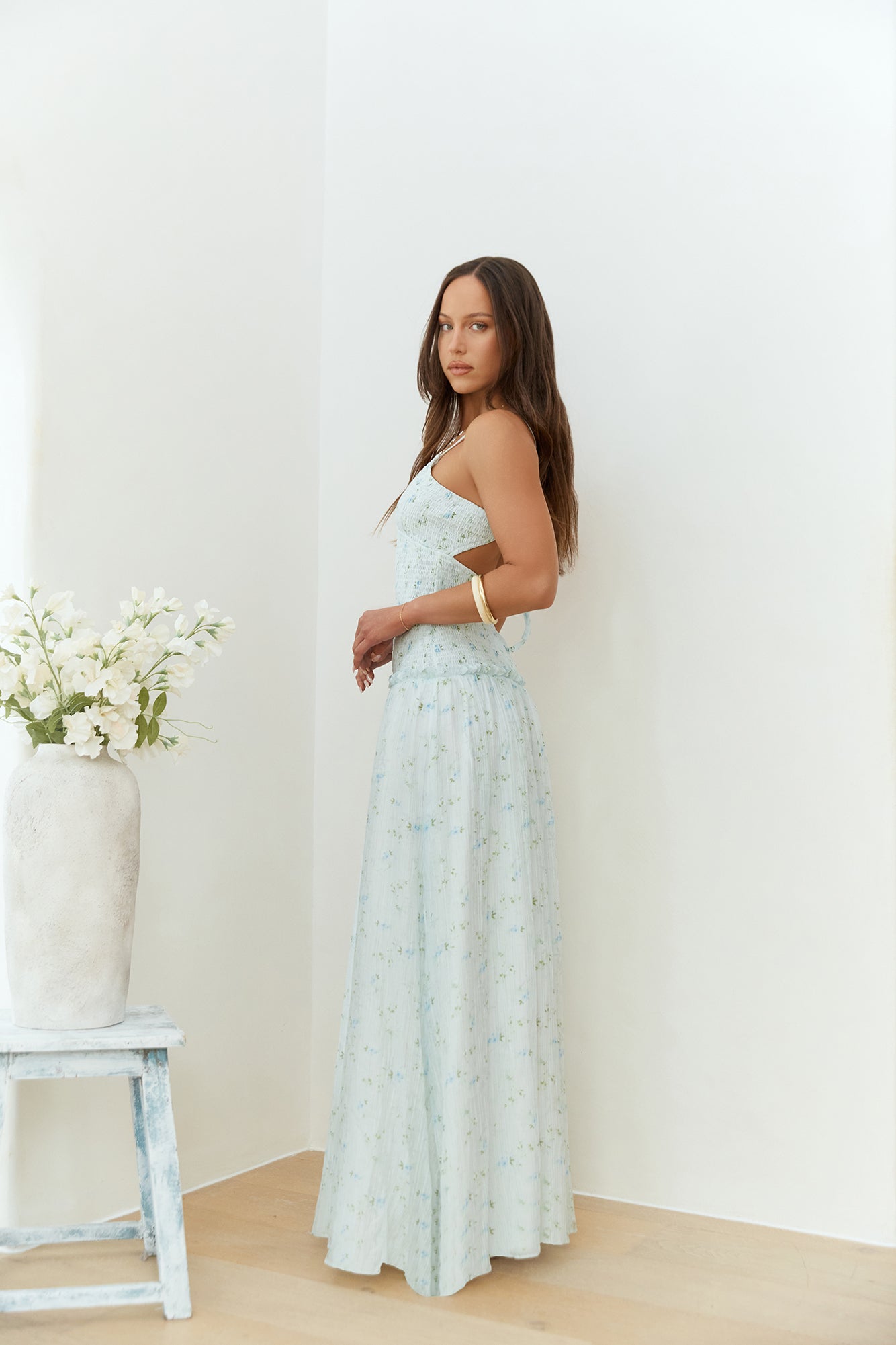 Among The Flowers Maxi Dress Blue-Trogz