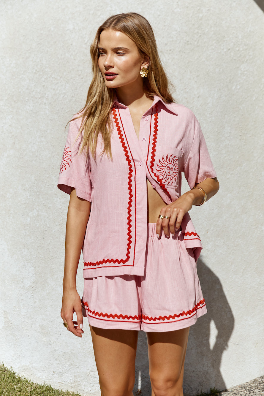Blushing Beauty Linen Shirt Pink-Trogz