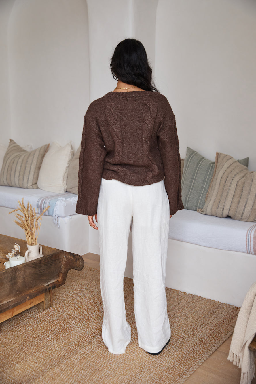 SNDYS Ana Cable Knit Jumper Mocha-Trogz