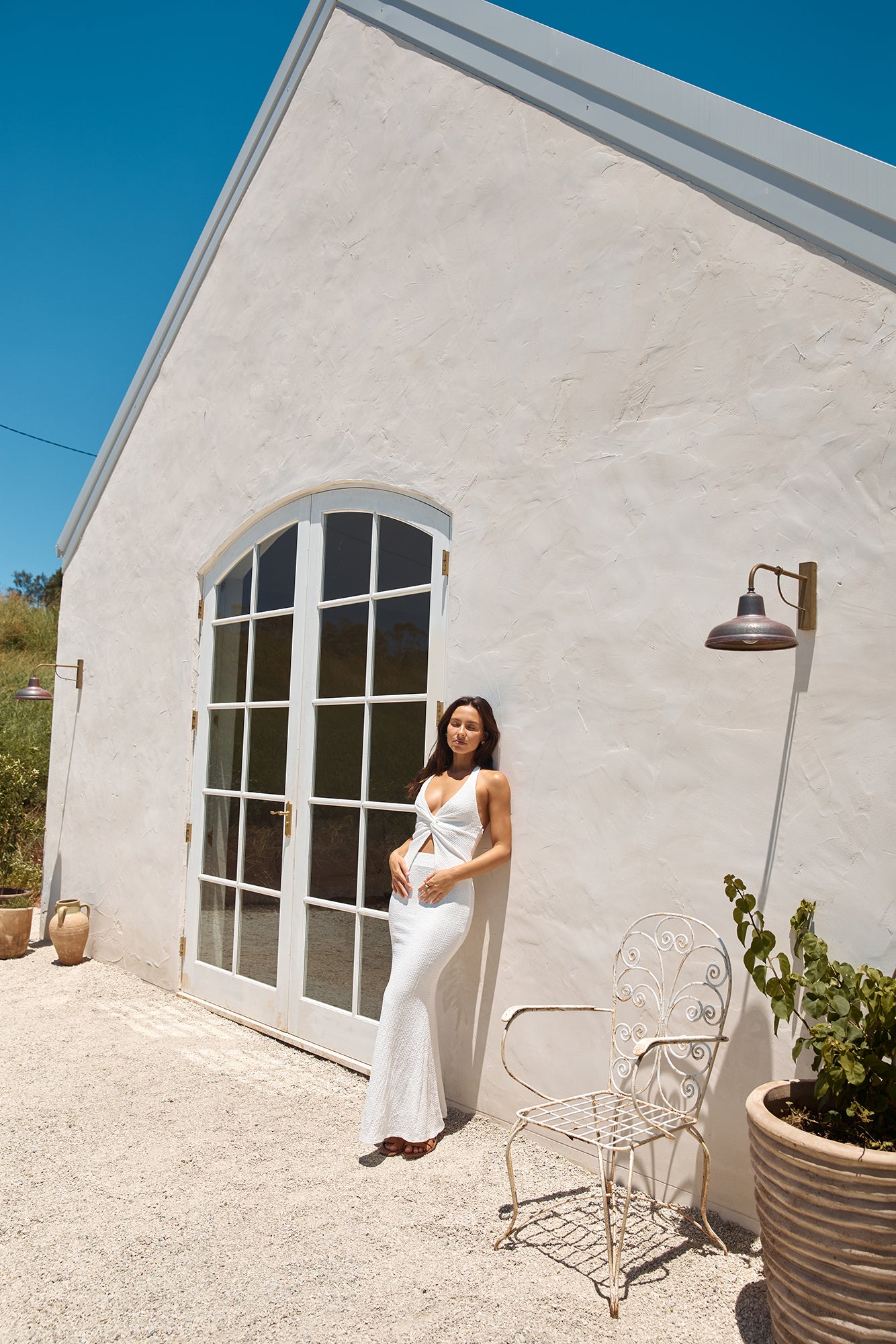 Palm Tree Paradise Maxi Skirt White-Trogz