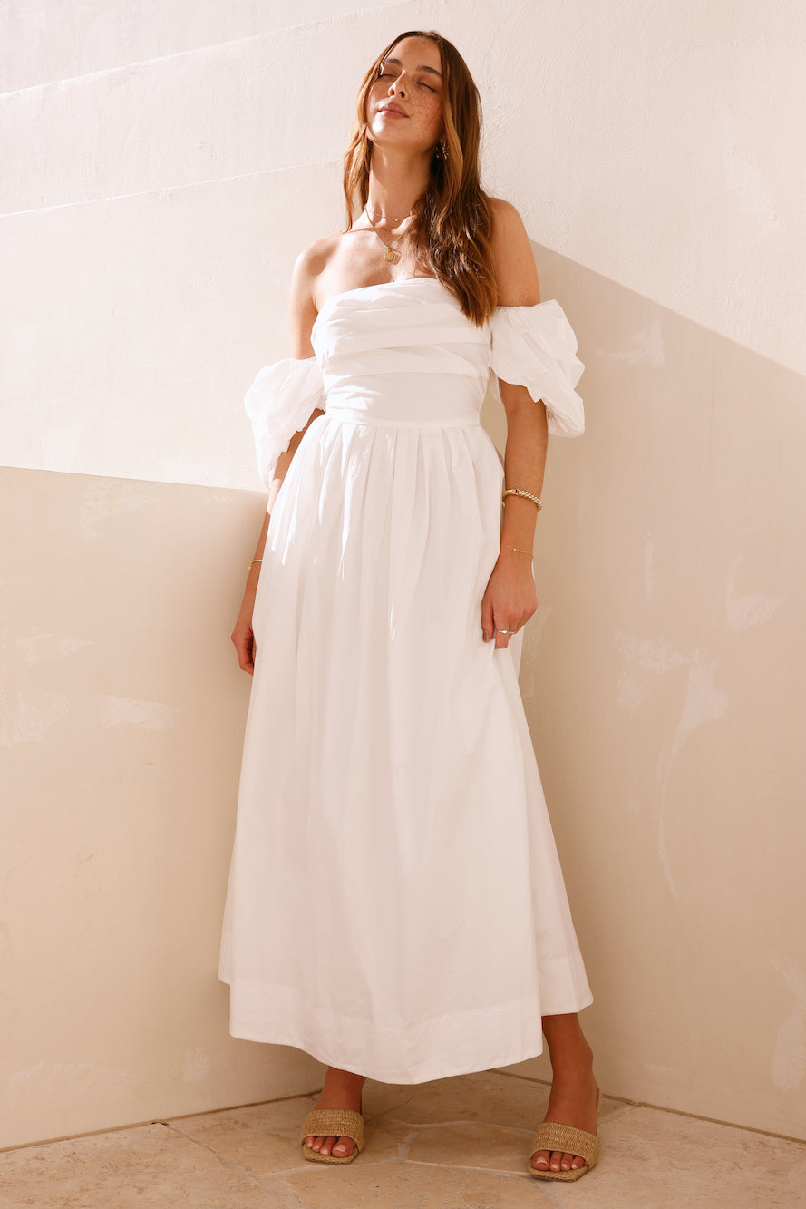 Bella Off-Shoulder Maxi Dress White-Trogz
