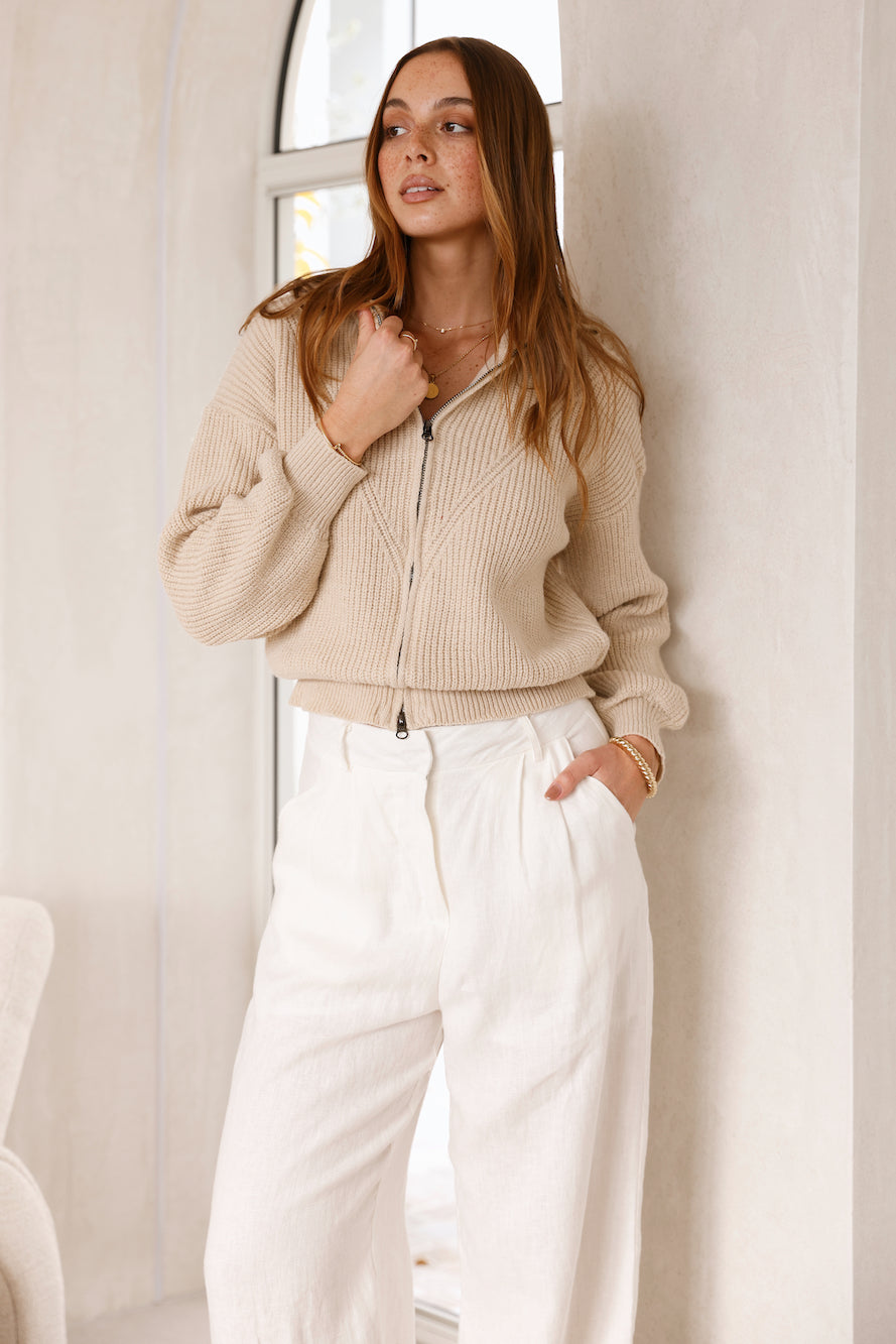 Lyla Knit Jumper Beige-Trogz