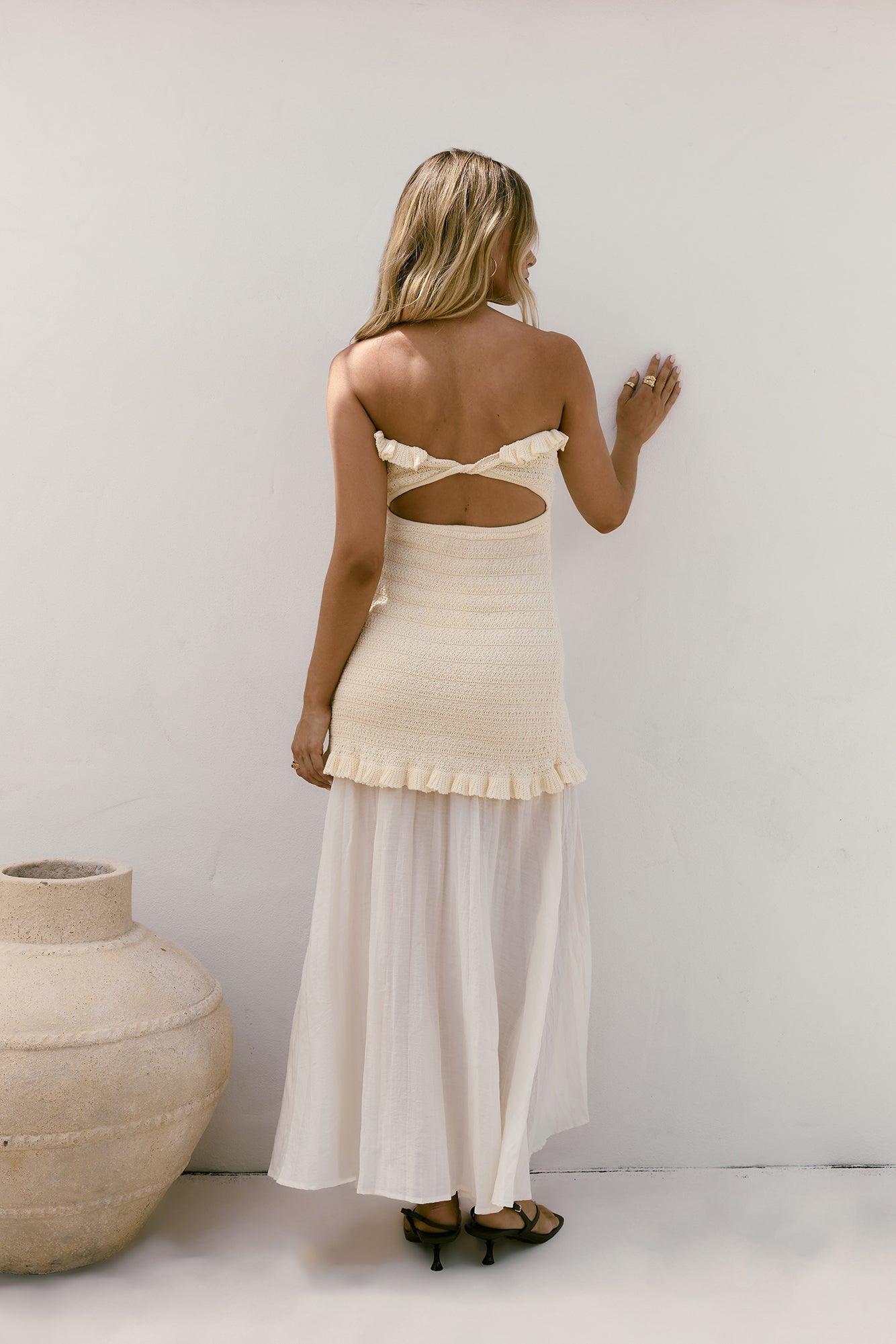Dear Valentine Strapless Maxi Dress Cream-Trogz