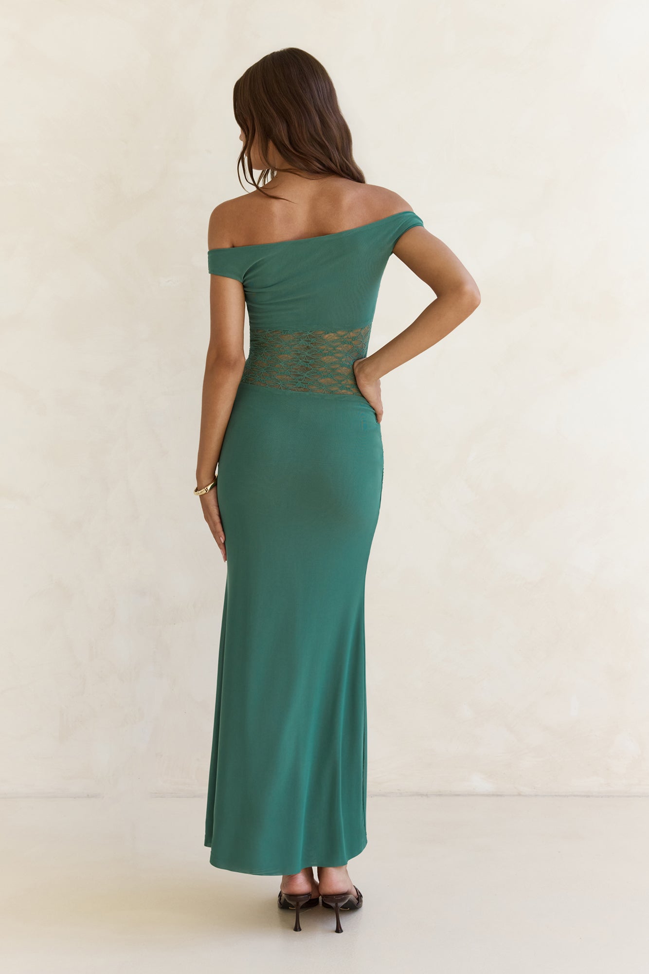 Always Dreaming Lace Off Shoulder Maxi Dress Teal-Trogz