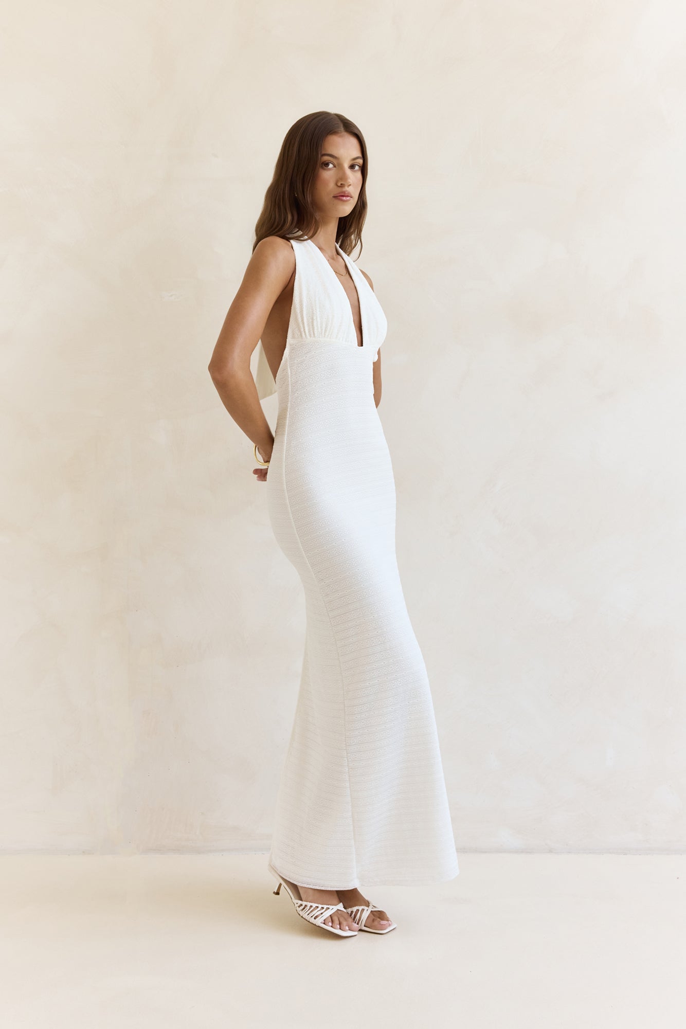 Chic By Day Halter Maxi Dress White-Trogz