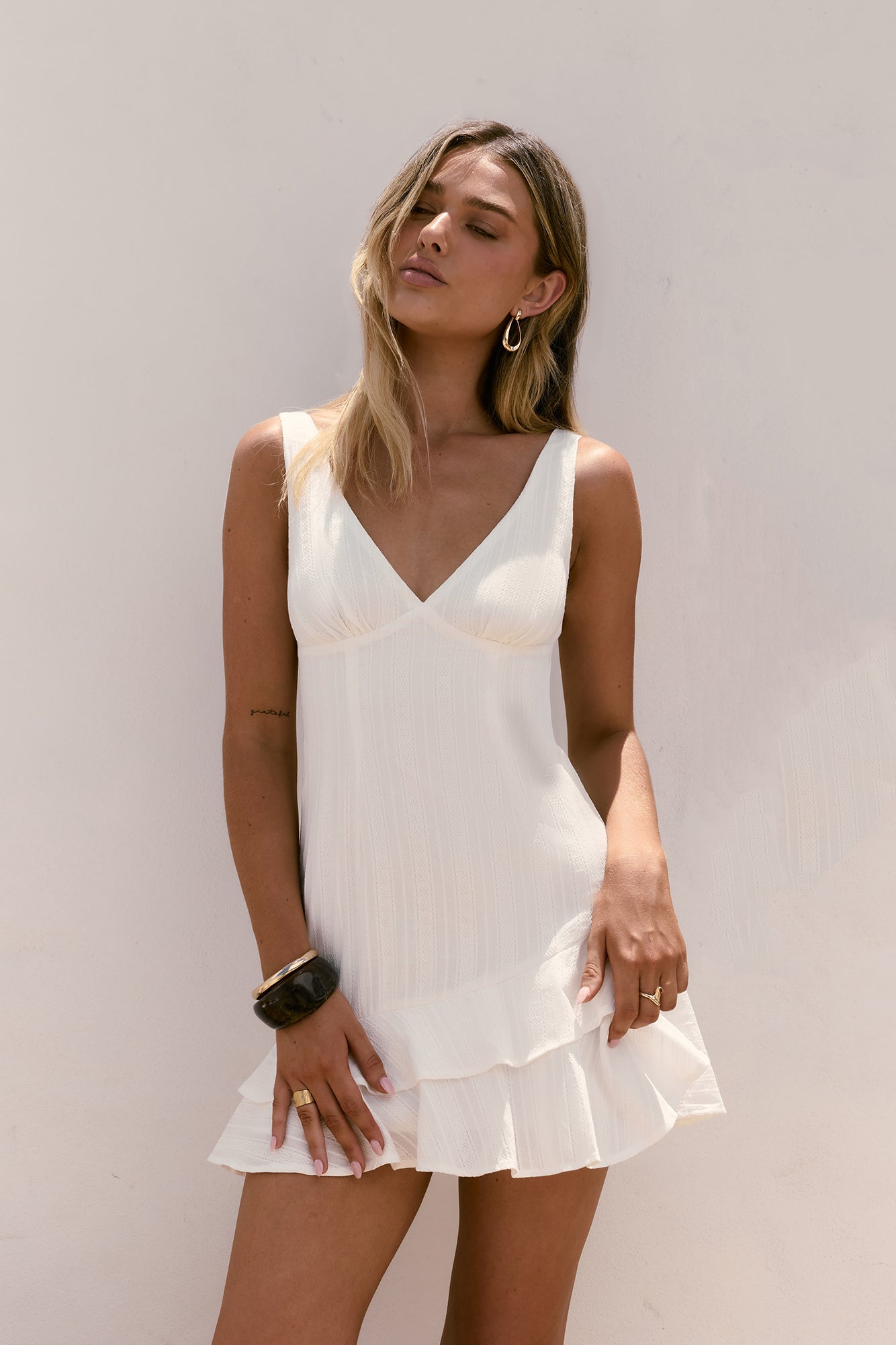 Among The Clouds Mini Dress White-Trogz