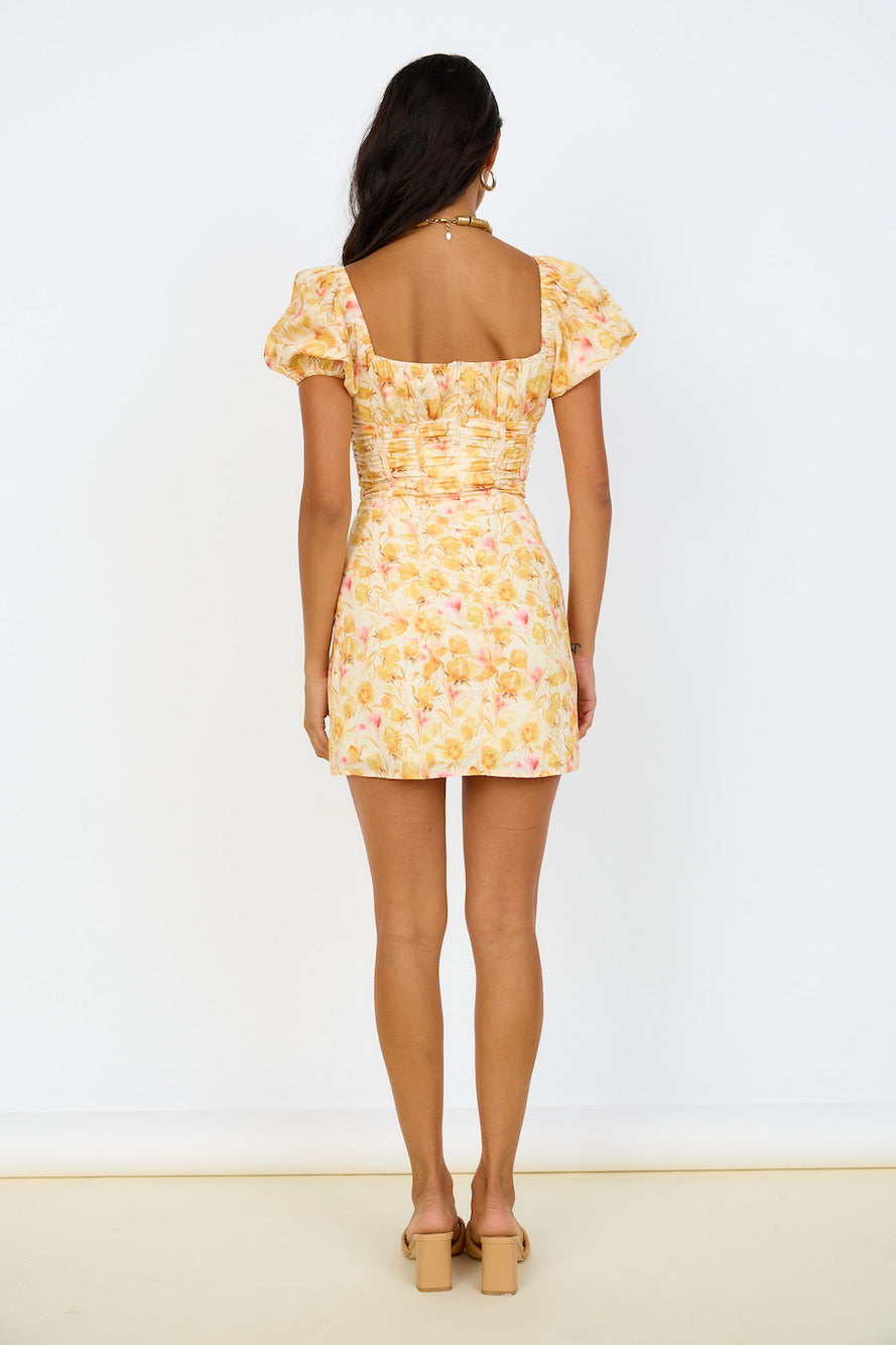 April Dreams Dress Yellow-Trogz