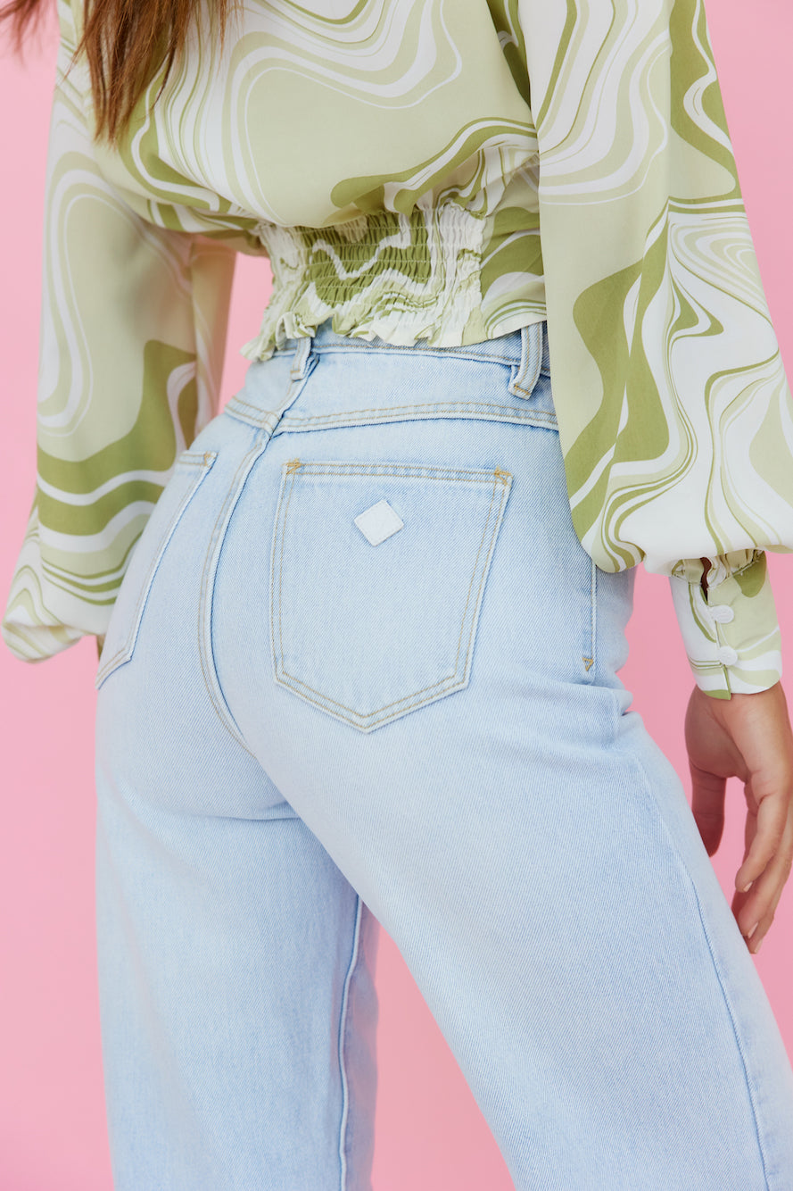 ABRAND A 99 High And Wide Millie Organic Jeans Bleached Blue-Trogz