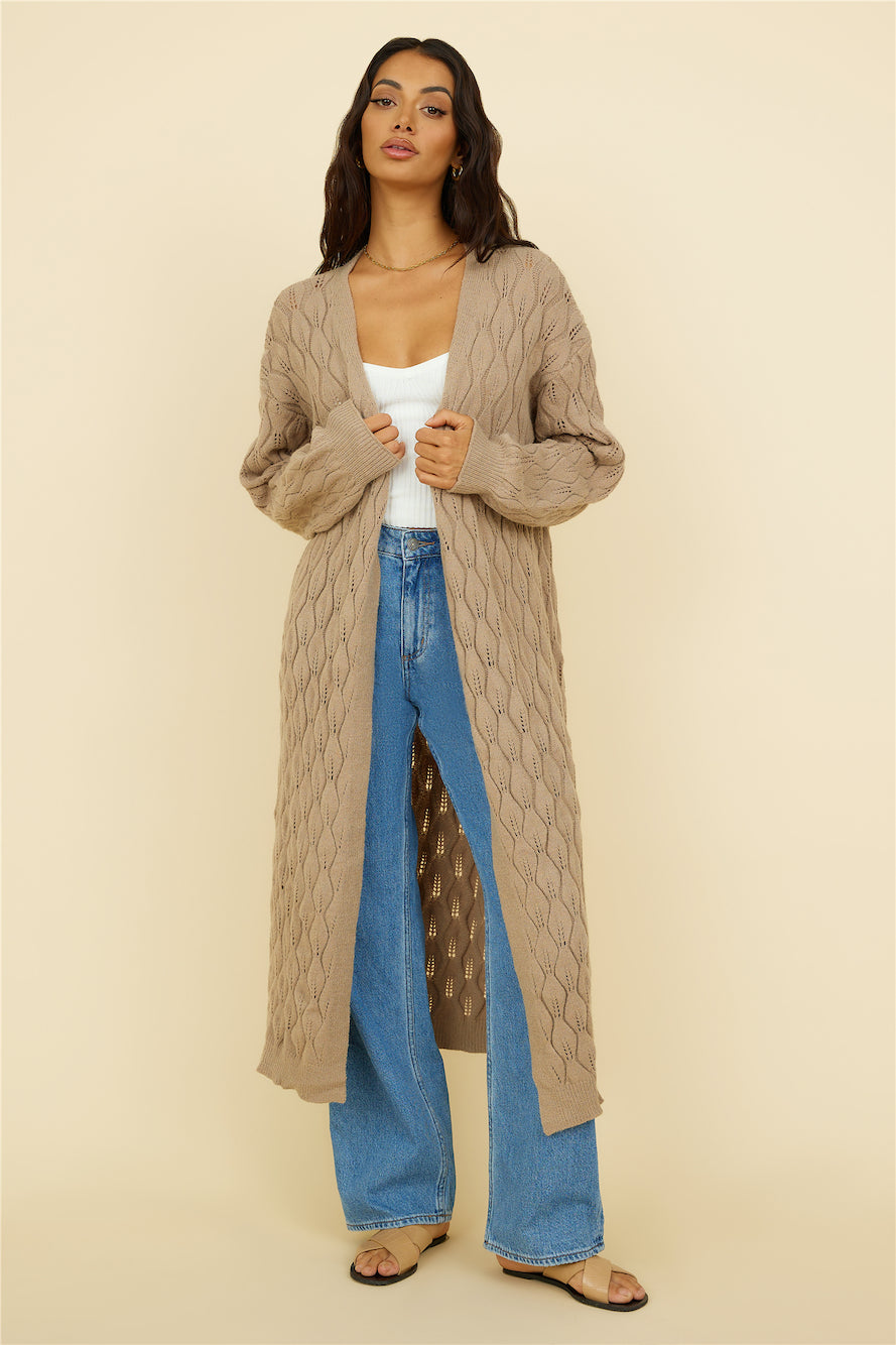 Lullaby Dreams Knit Cardigan Brown-Trogz