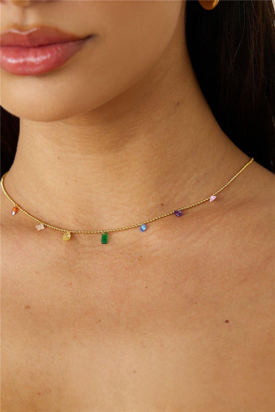 18k Gold Plated Rainbow Treasure Necklace Gold-Trogz
