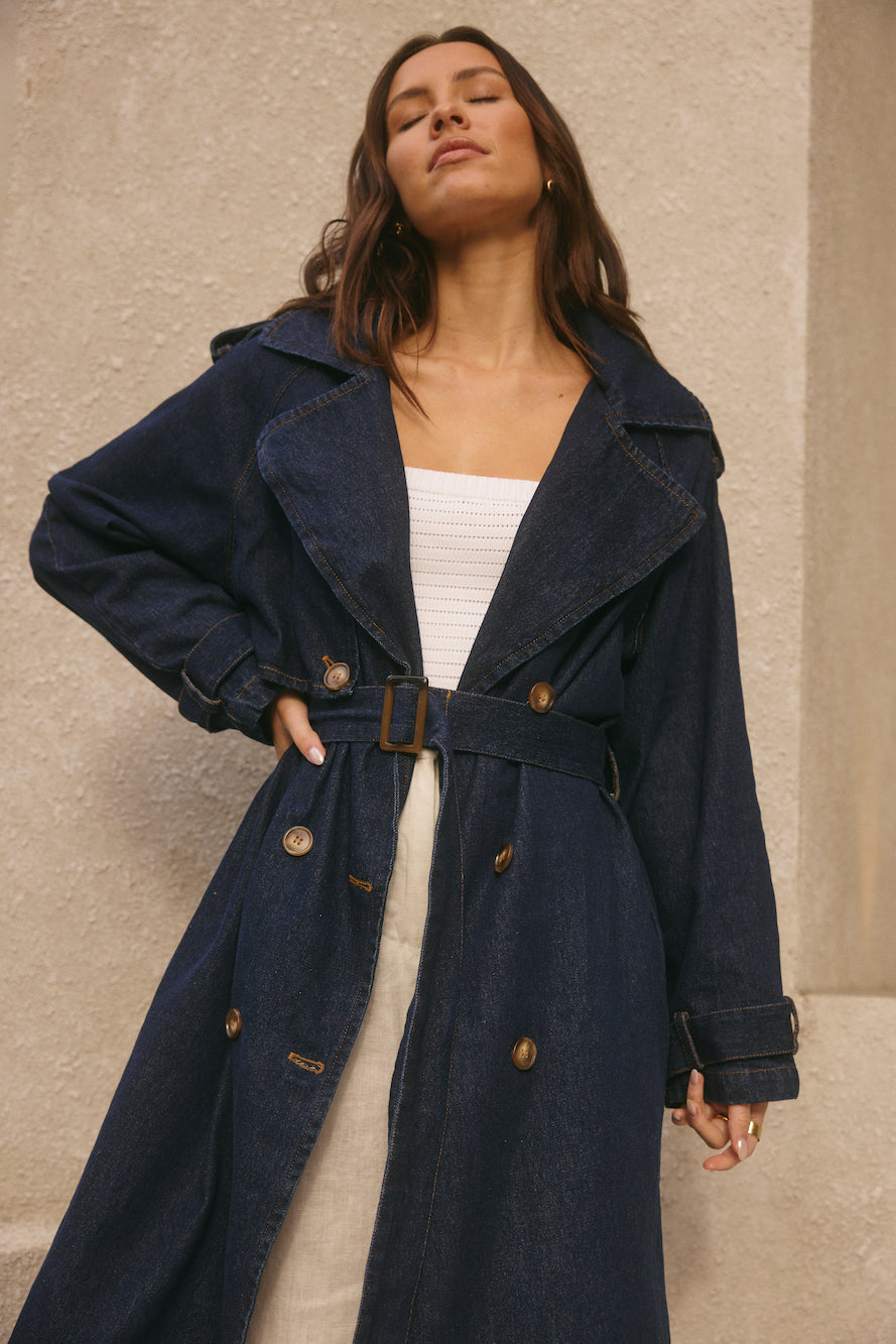 Taylah Trench Coat Denim-Trogz