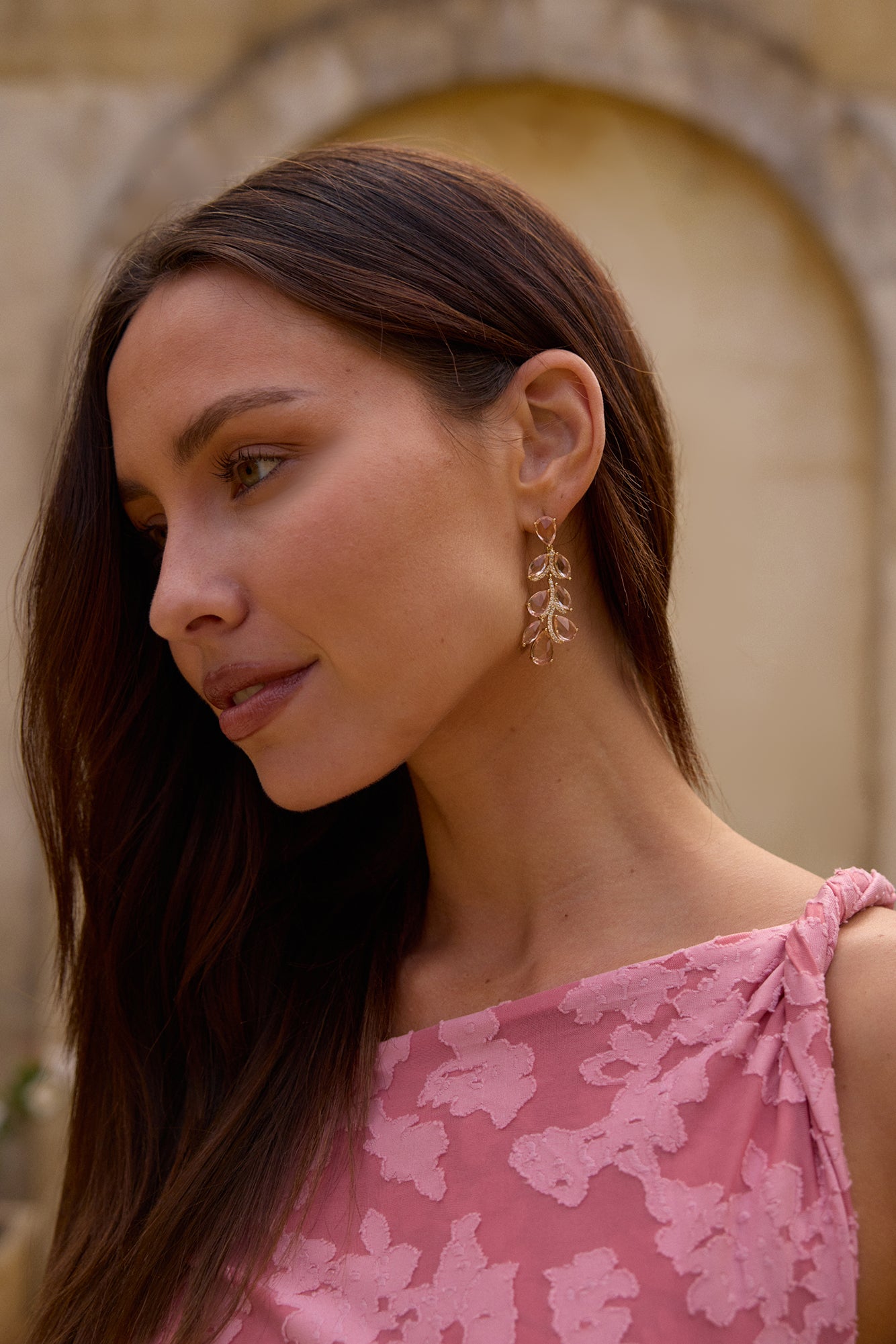 18K Gold Plated Quartz Gems Earrings Gold-Trogz