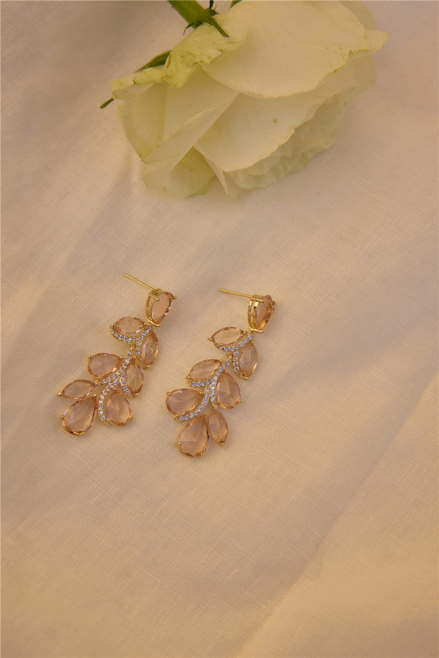 18K Gold Plated Quartz Gems Earrings Gold-Trogz